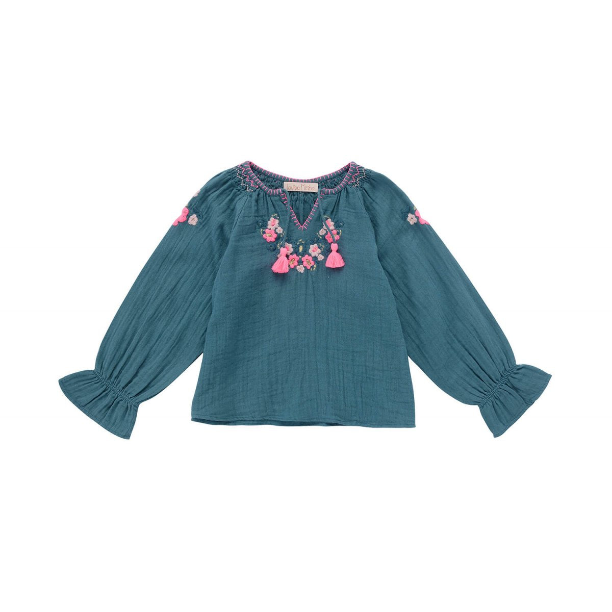 Girls Green Blue Cotton Blouse
