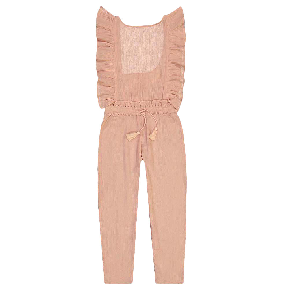Girls Pink Crepe Cotton Romper