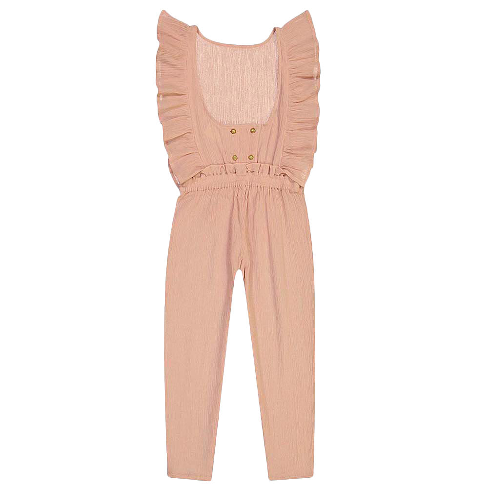 Girls Pink Crepe Cotton Romper