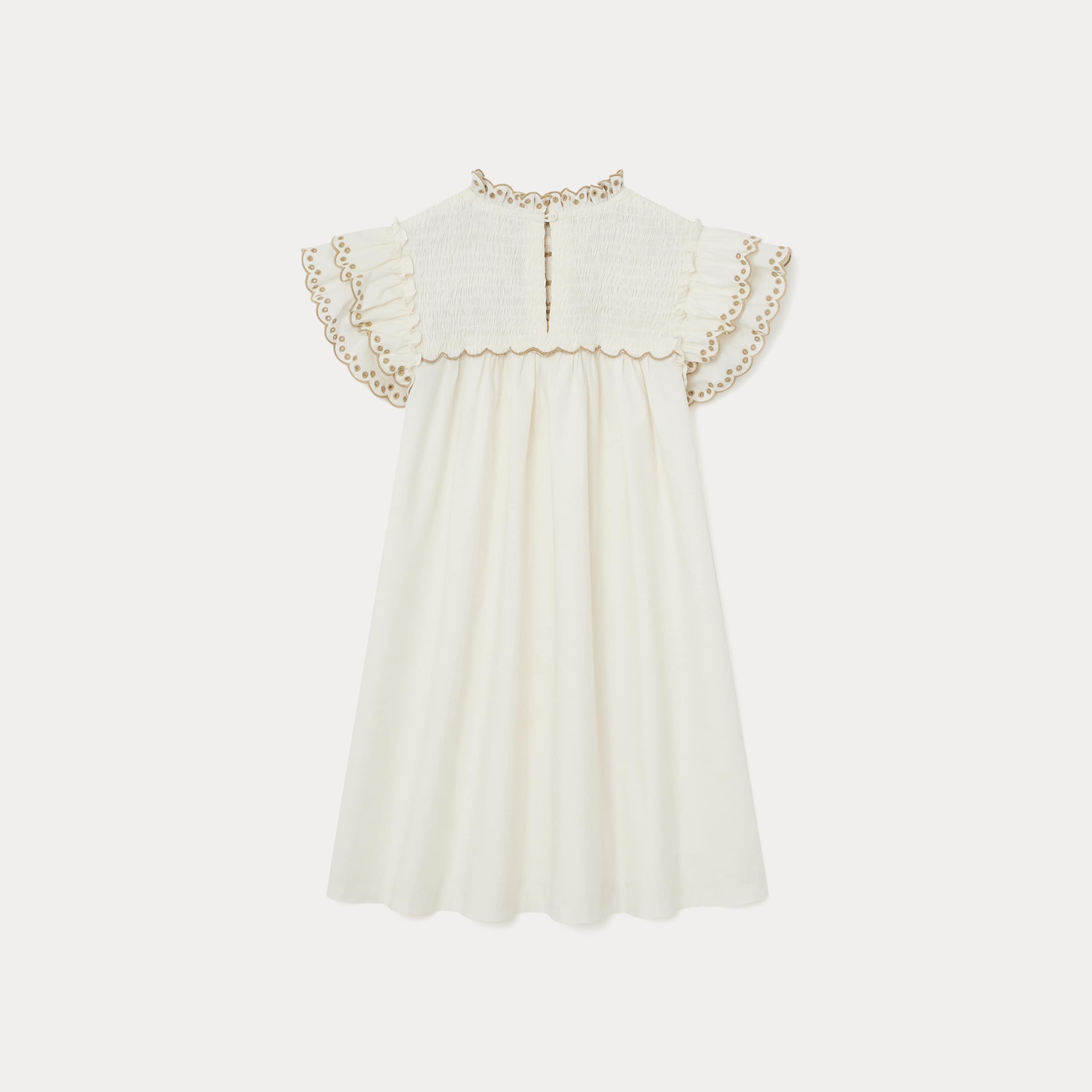 Girls White Embroidered Cotton Dress