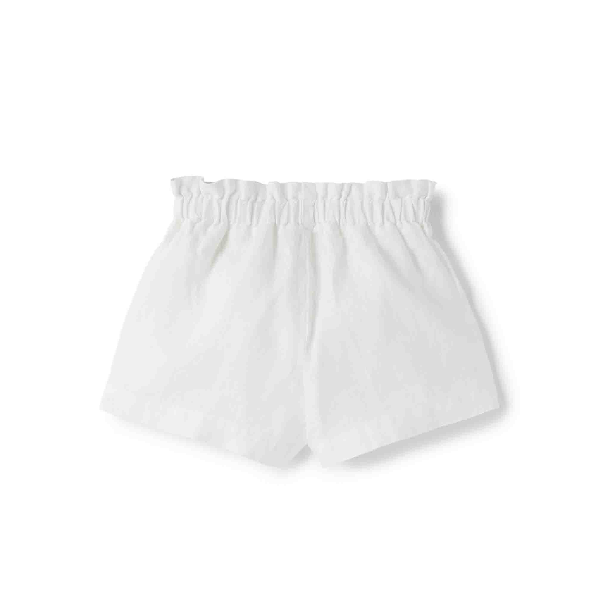 Girls White flax Shorts