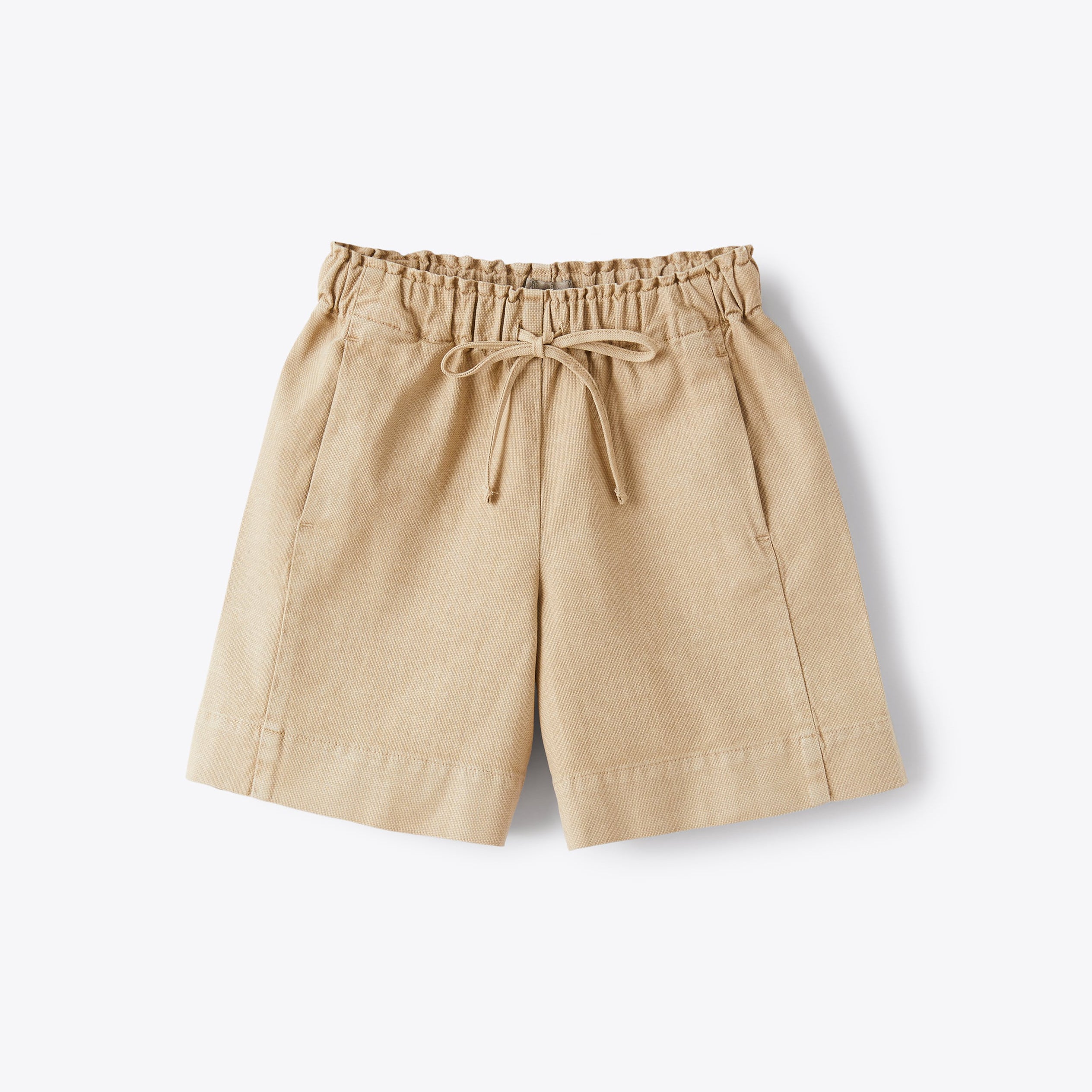 Girls Beige Cotton Shorts