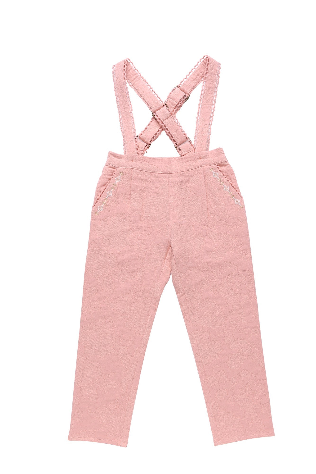 Girls Dark Pink Cotton 'Alma' Dungarees - CÉMAROSE | Children's Fashion Store - 1