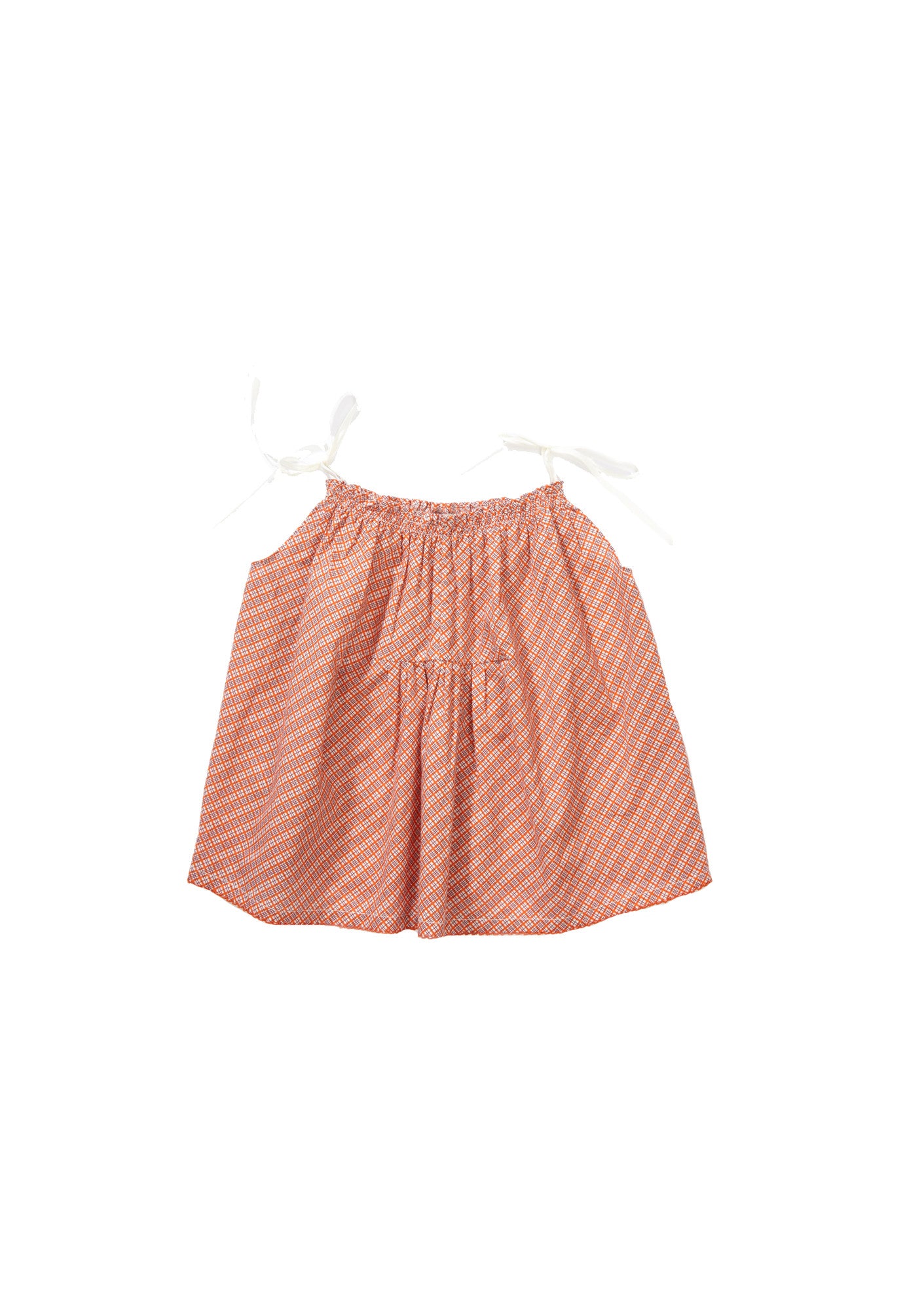 Girls Orange Checked Top