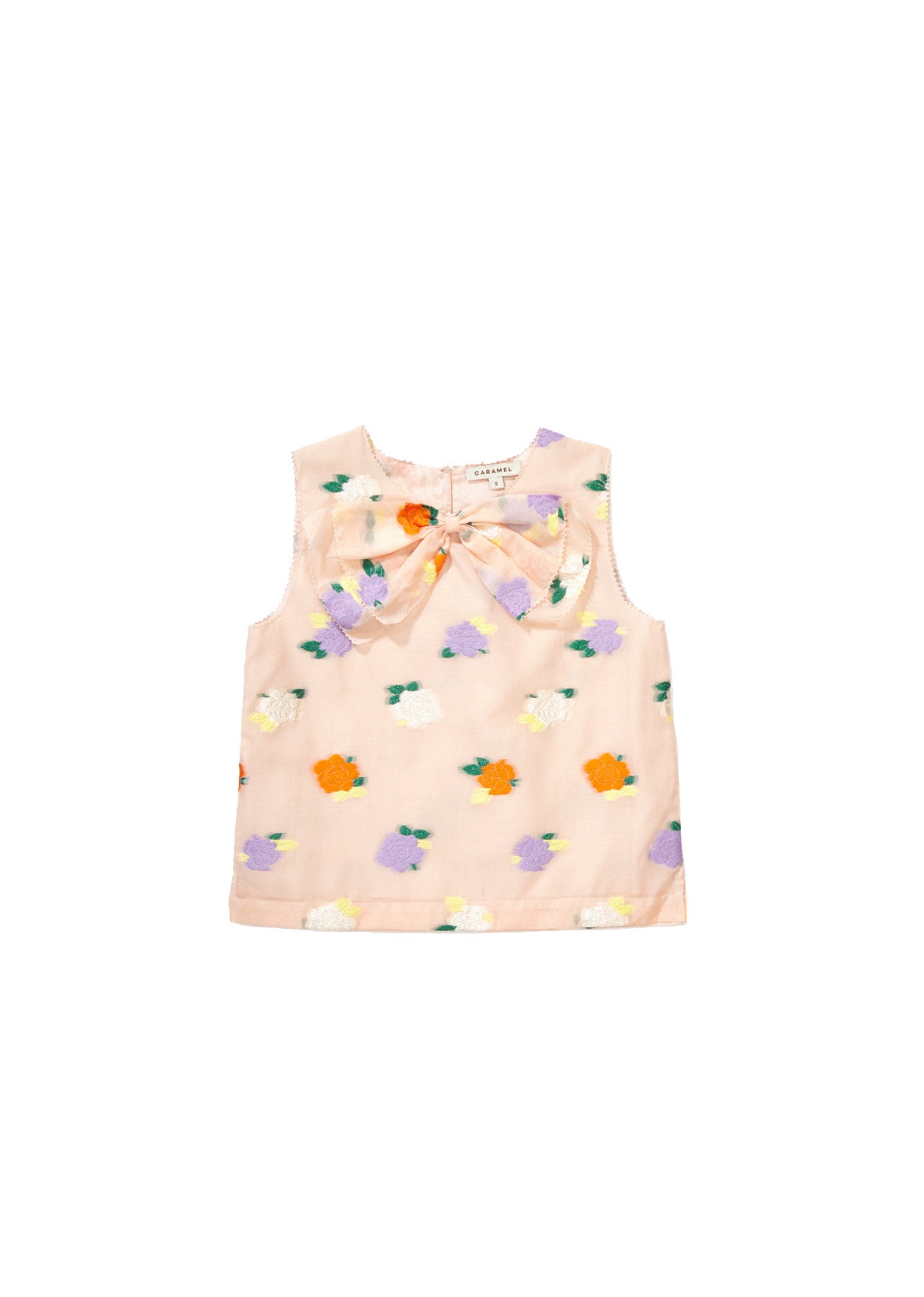 Girls Pale Pink Flowers Woven Top