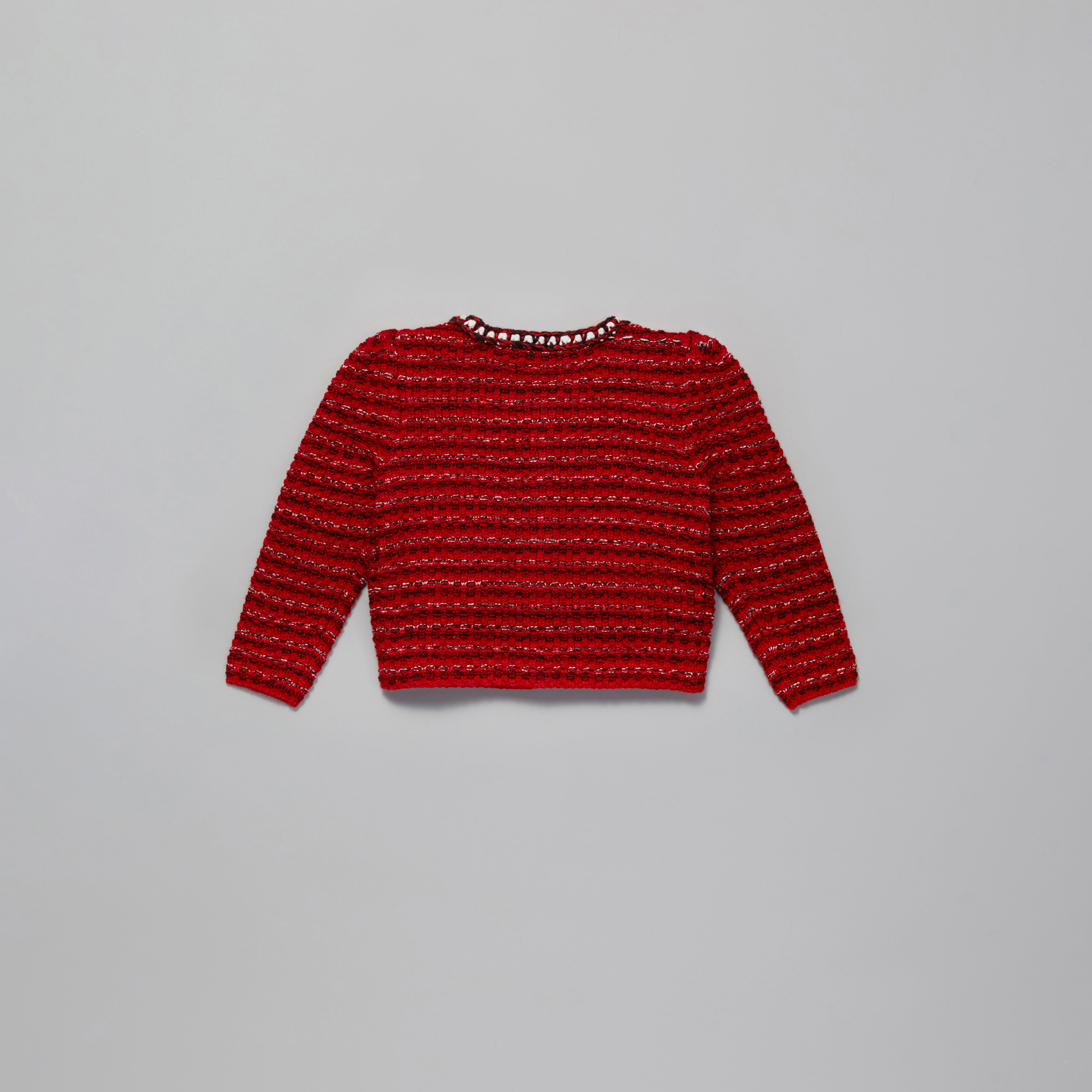 Girls Red Knit Wool Cardigan