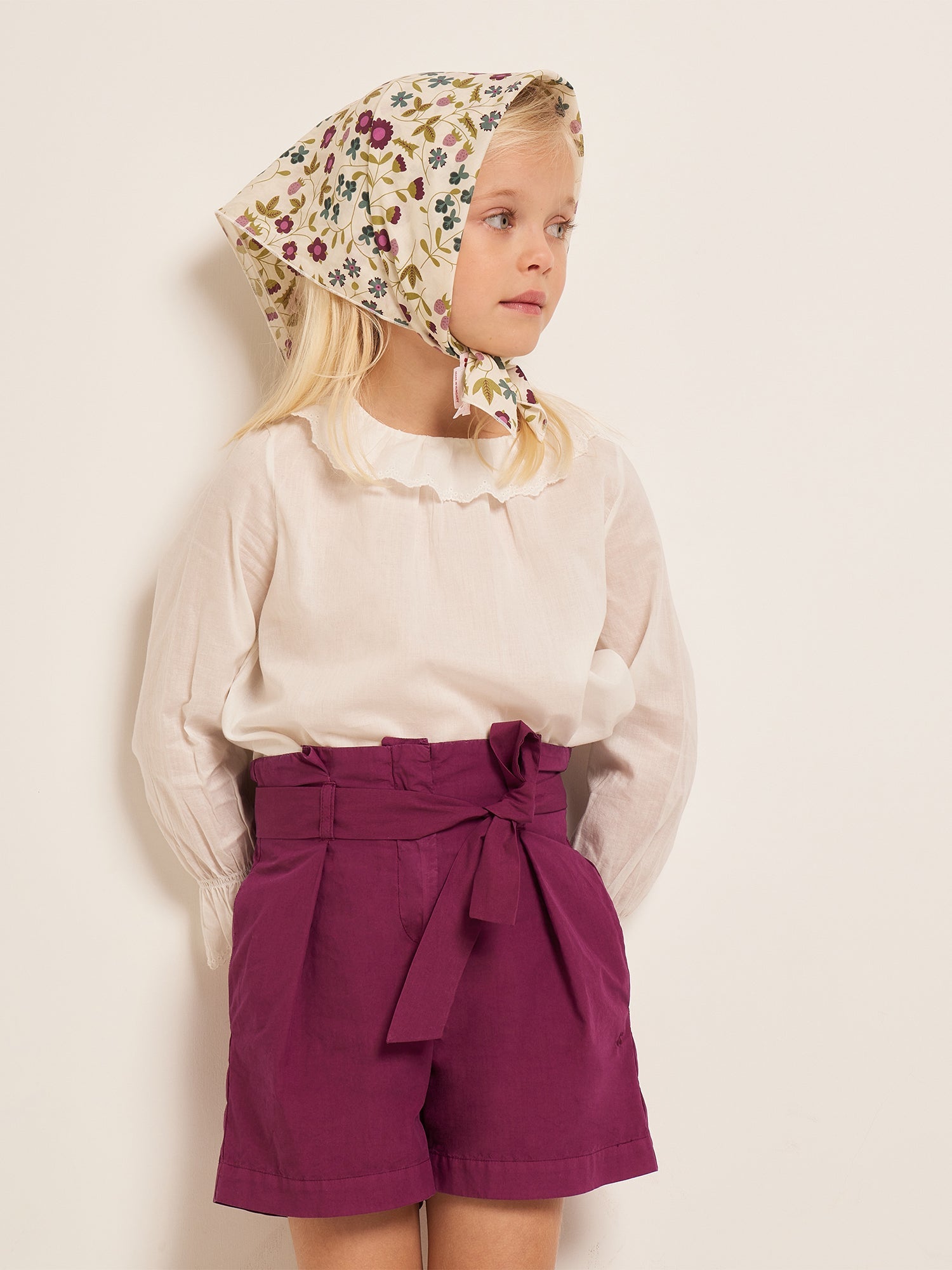 Girls Purple Cotton Short