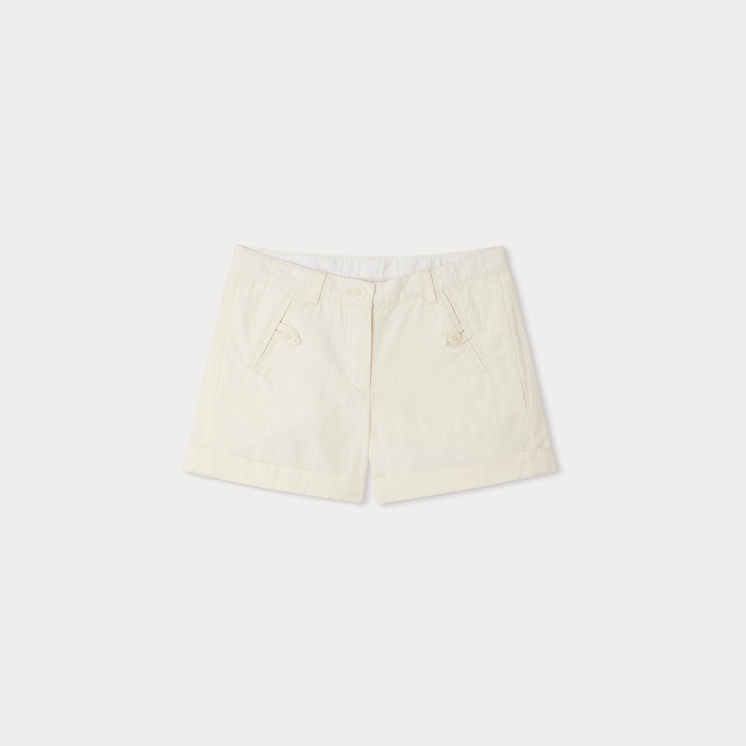 Girls White Cotton Shorts