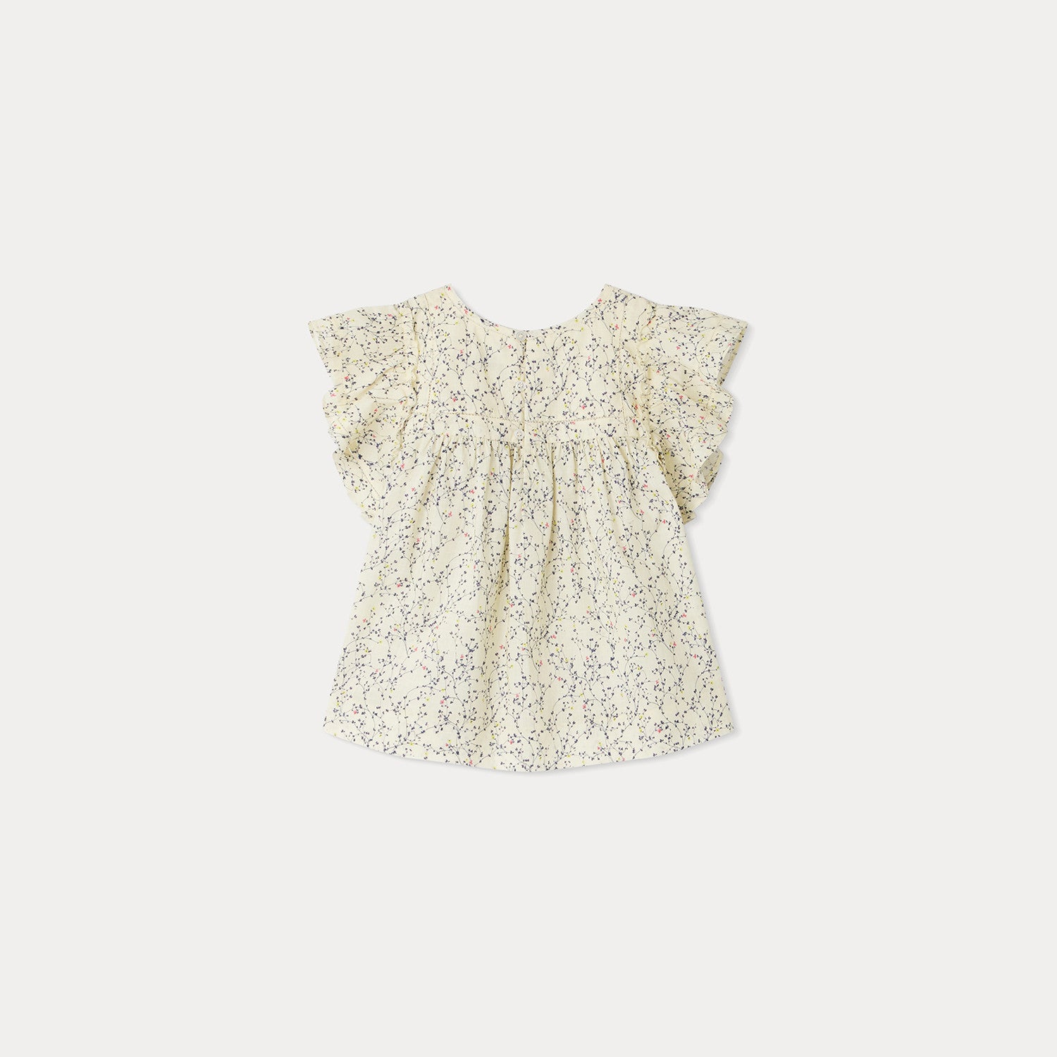 Girls Ivory Floral Cotton Top