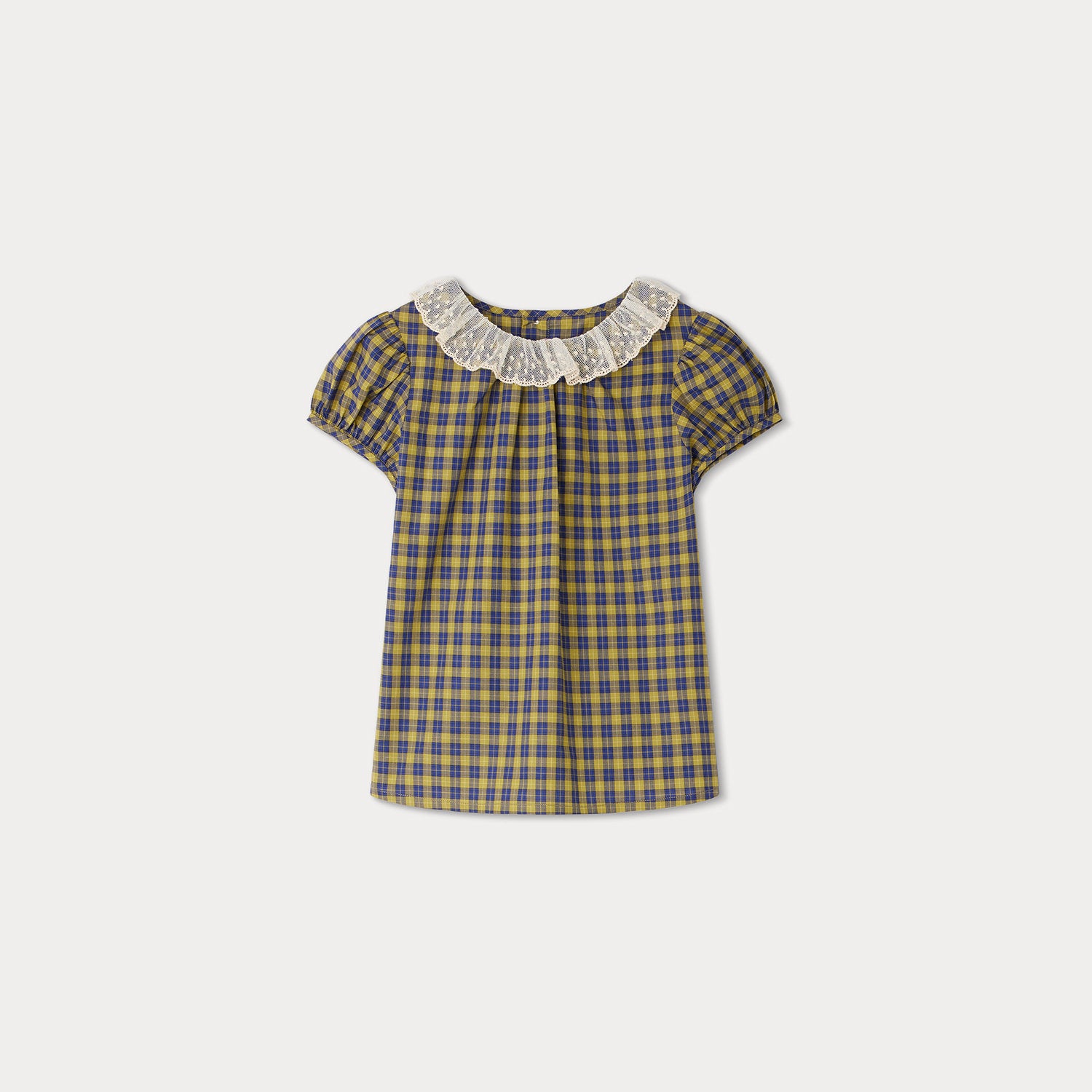 Girls Yellow Check Cotton Top