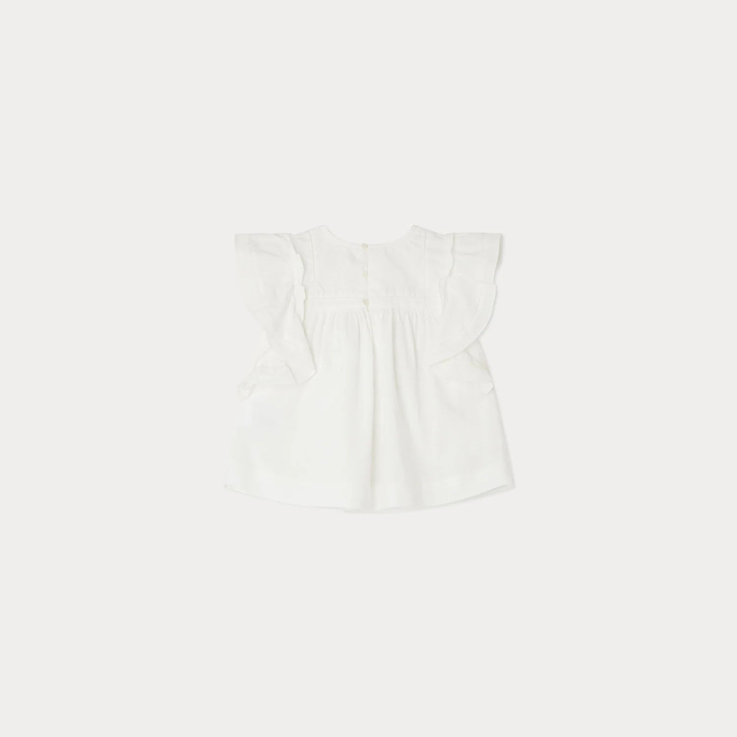 Girls White Ruffled Cotton Top