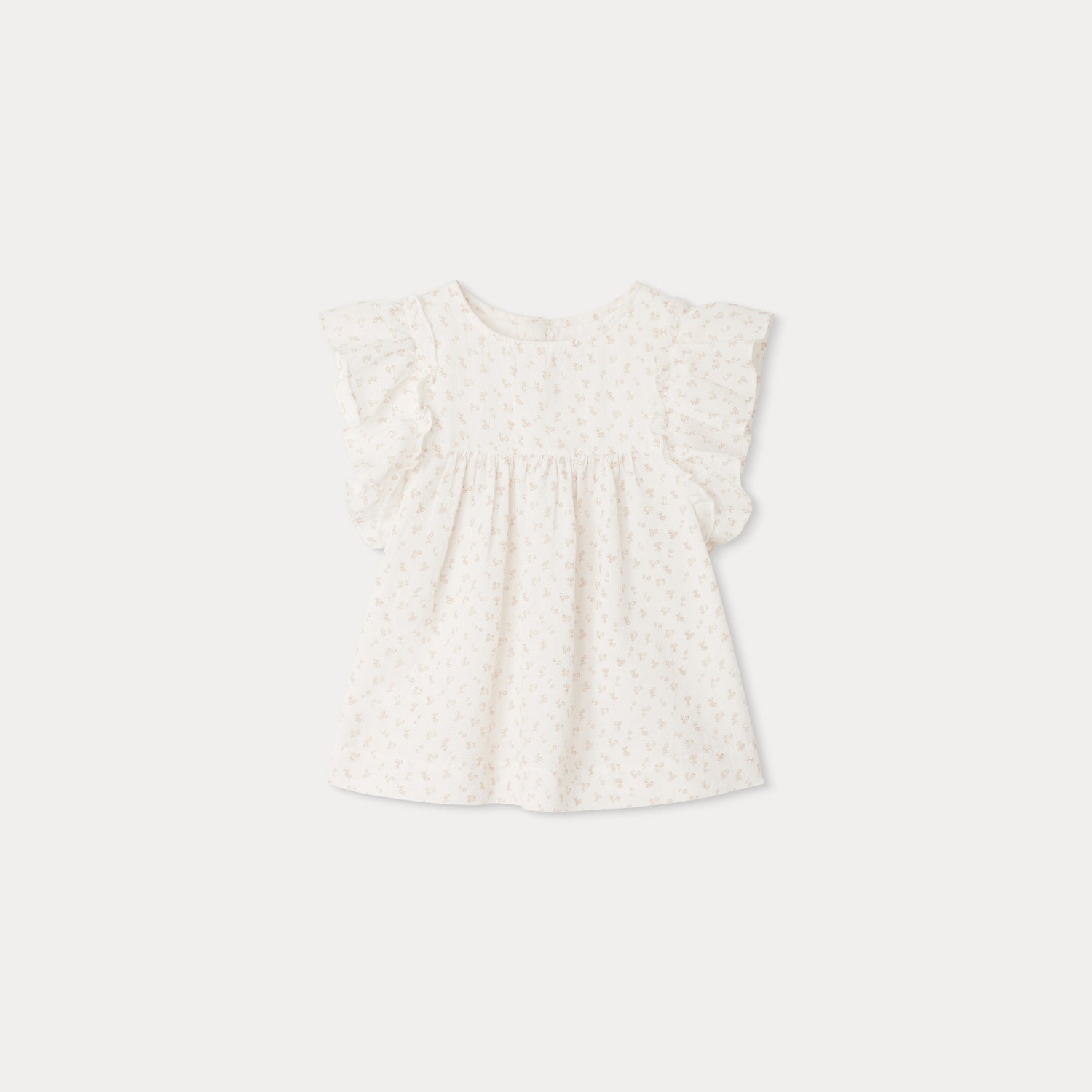 Girls White Printed Cotton Top