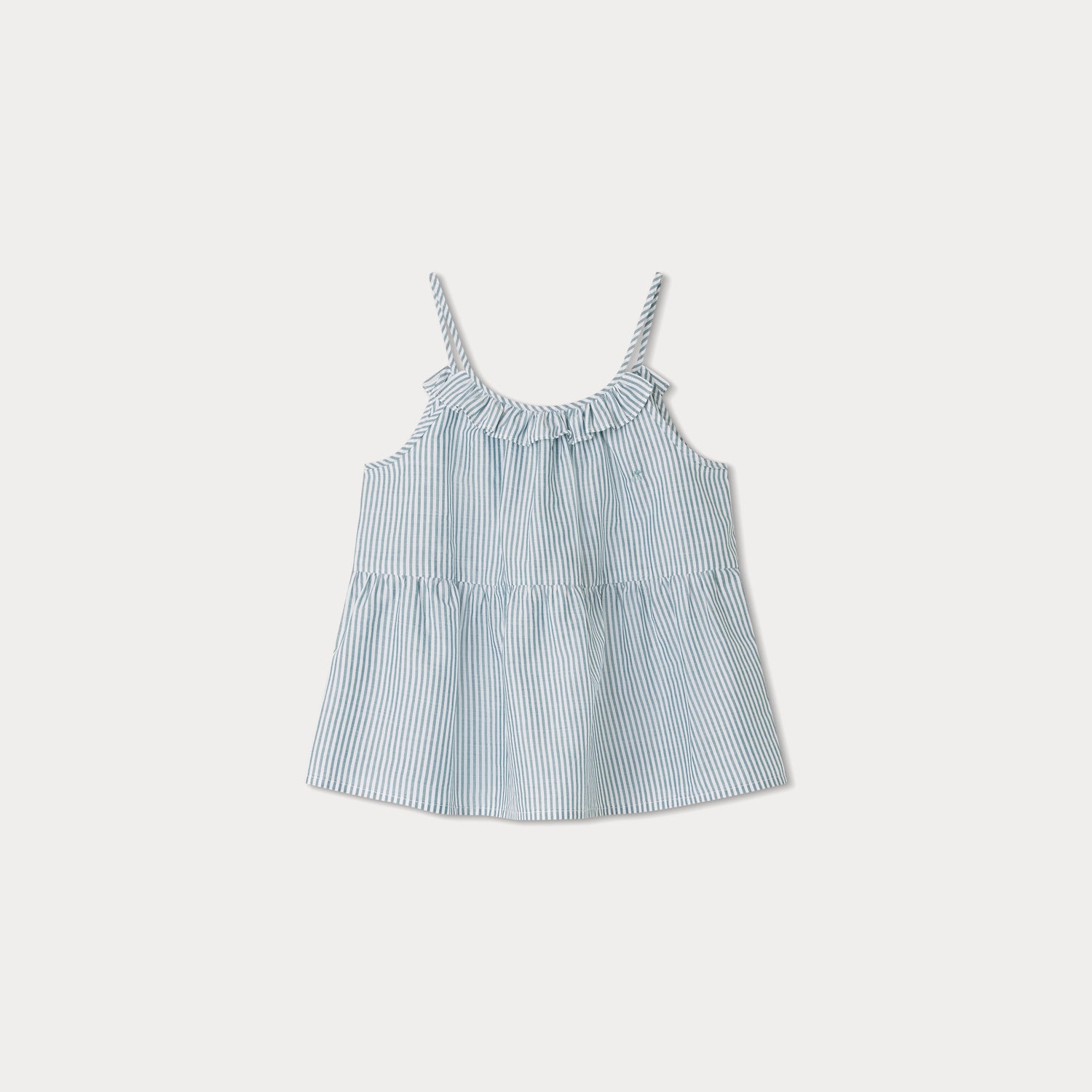 Girls Blue Stripes Cotton Strap Top