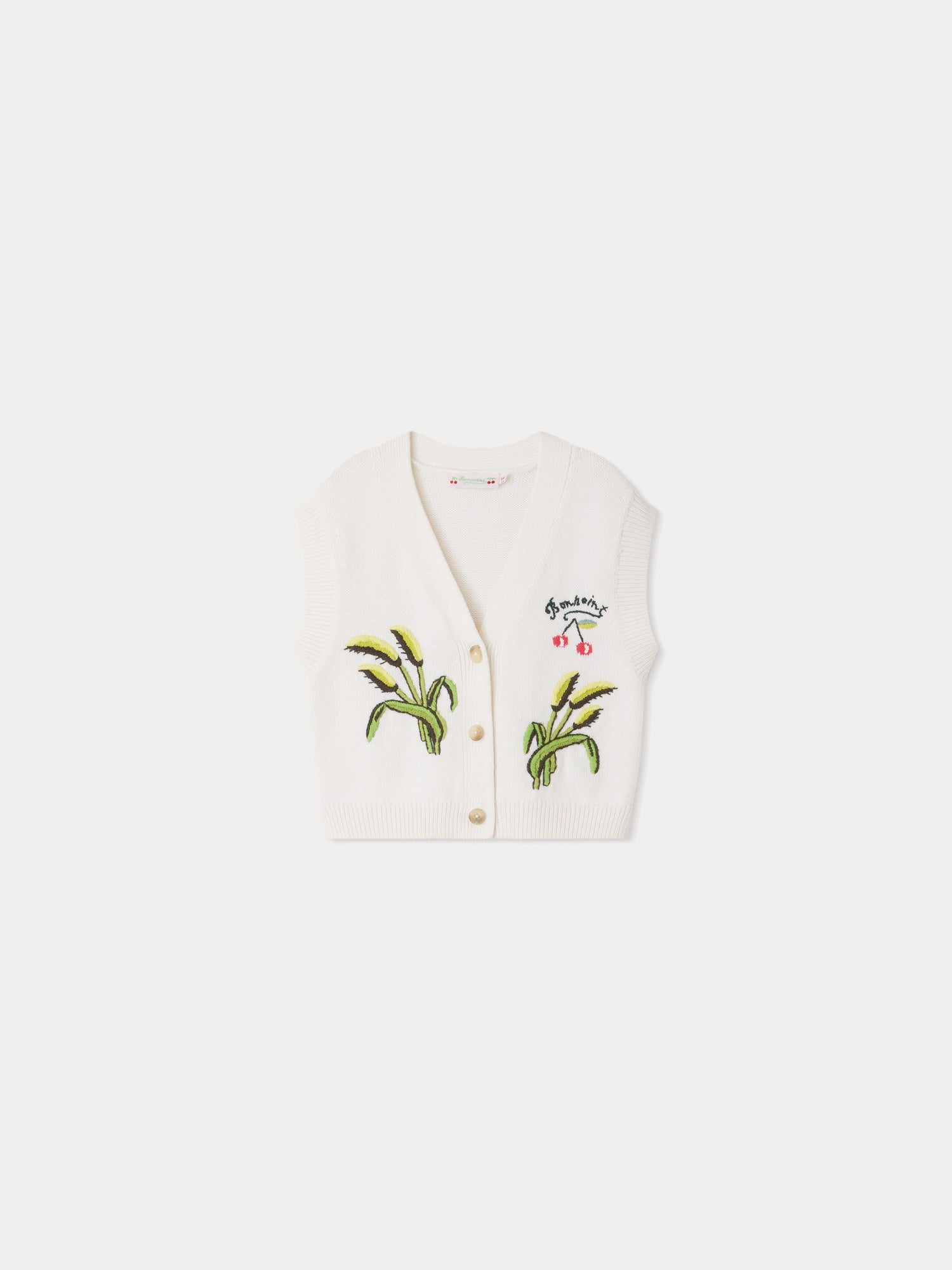 Girls White Printing Logo Cardigan