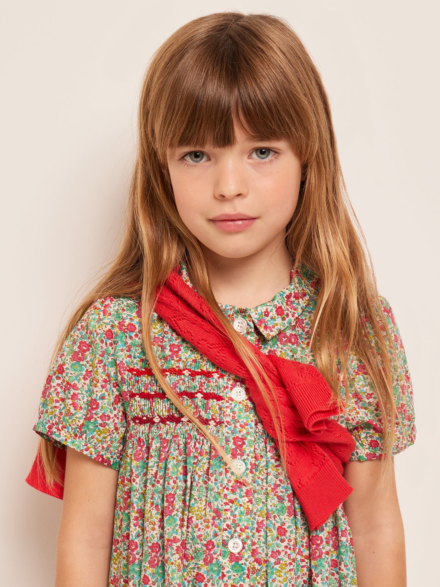 Girls Red Cotton Cardigan