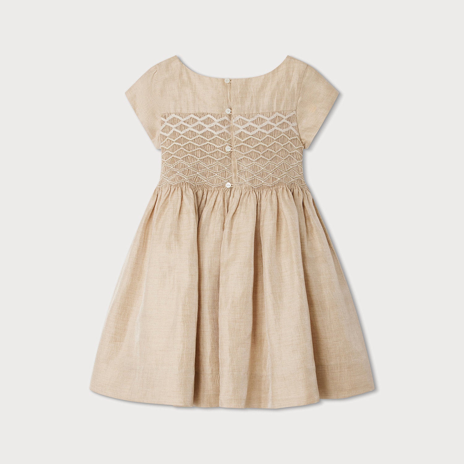 Girls Champagne Linen Dress