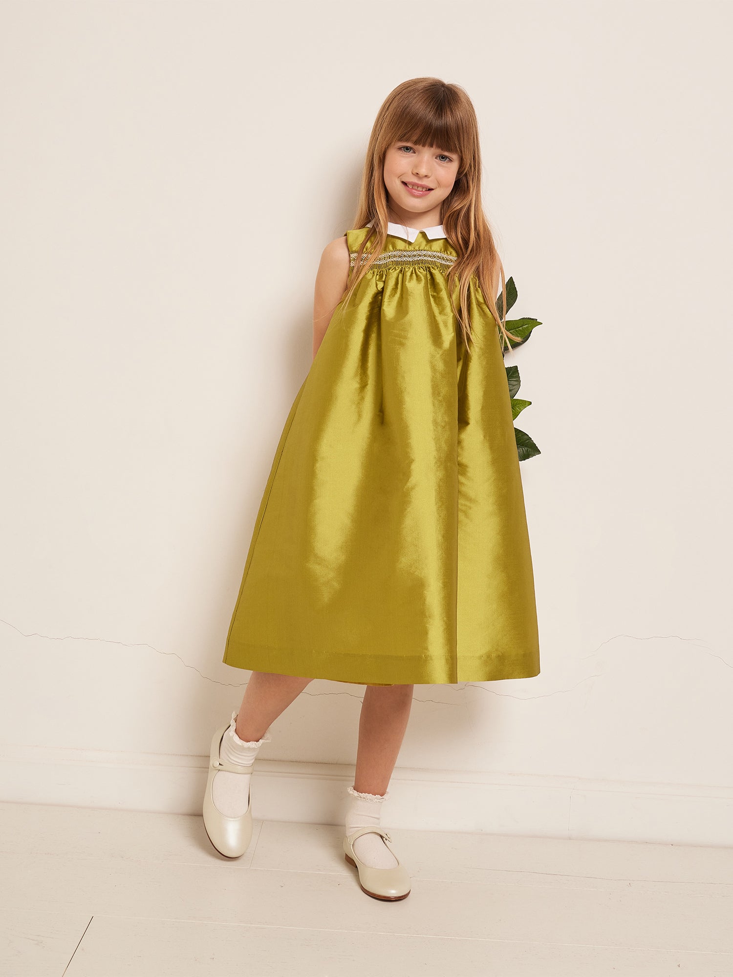 Girls Green Soie Dress