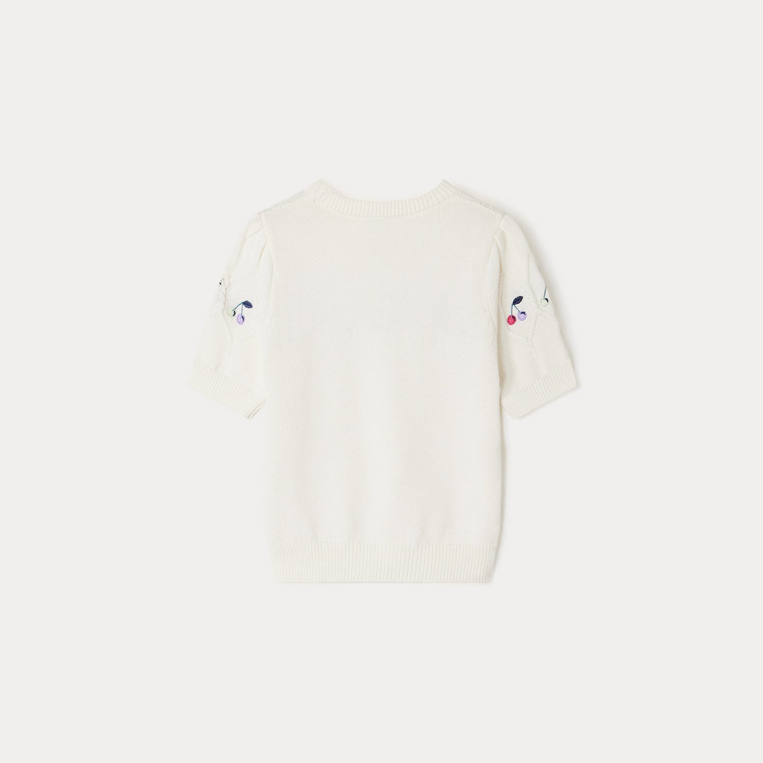 Girls White Embroidered Logo Cotton Sweater