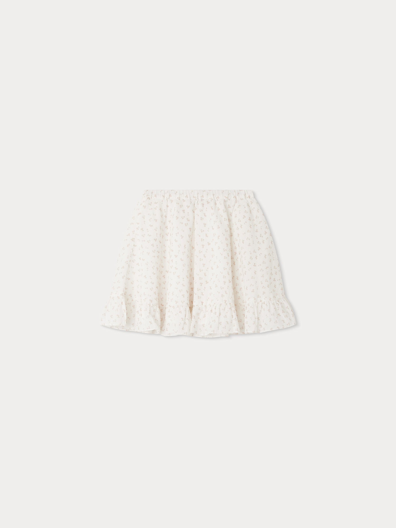 Girls White Floral Cotton Skirt
