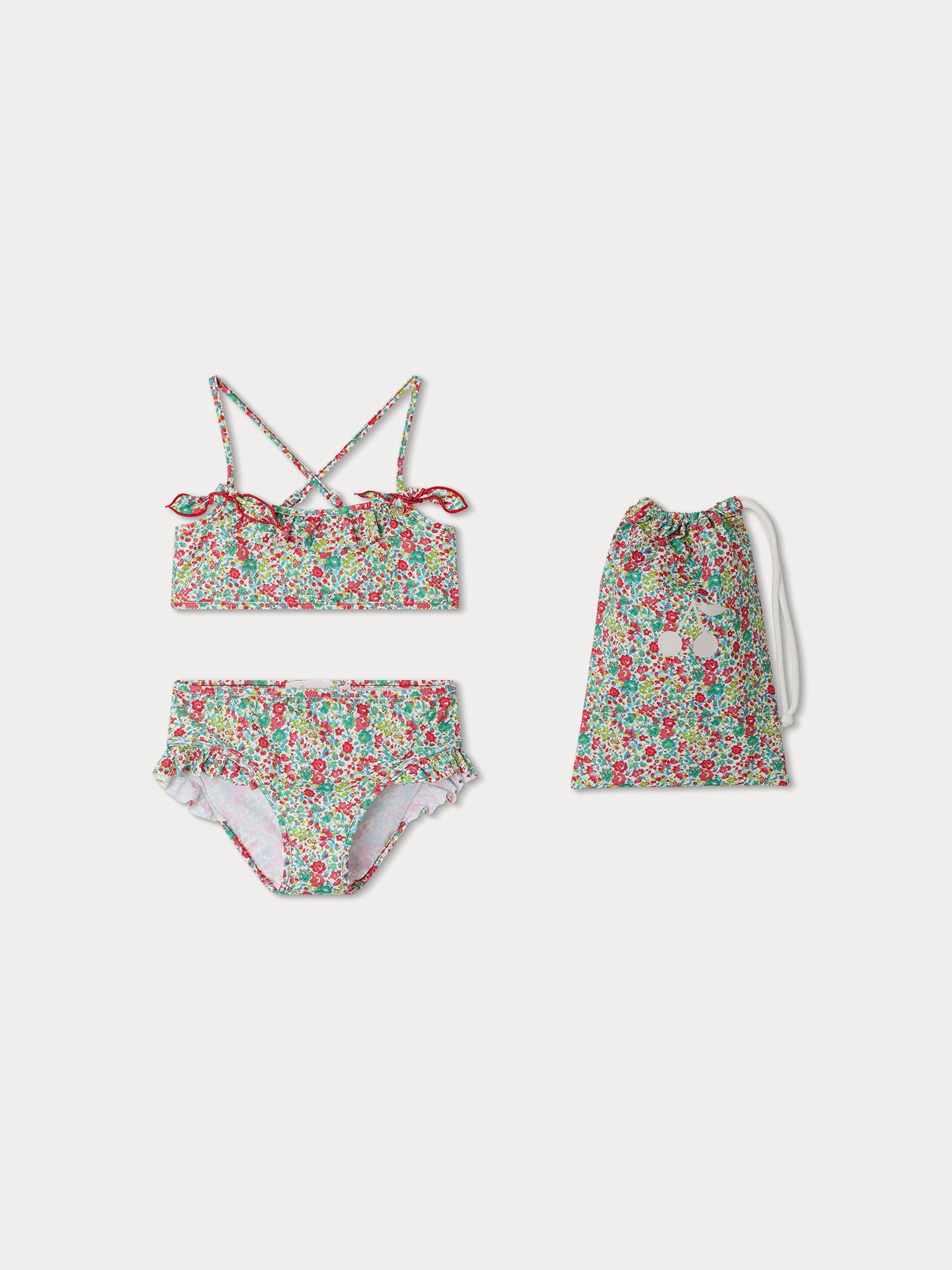 Girls Blue Floral Swimsuit