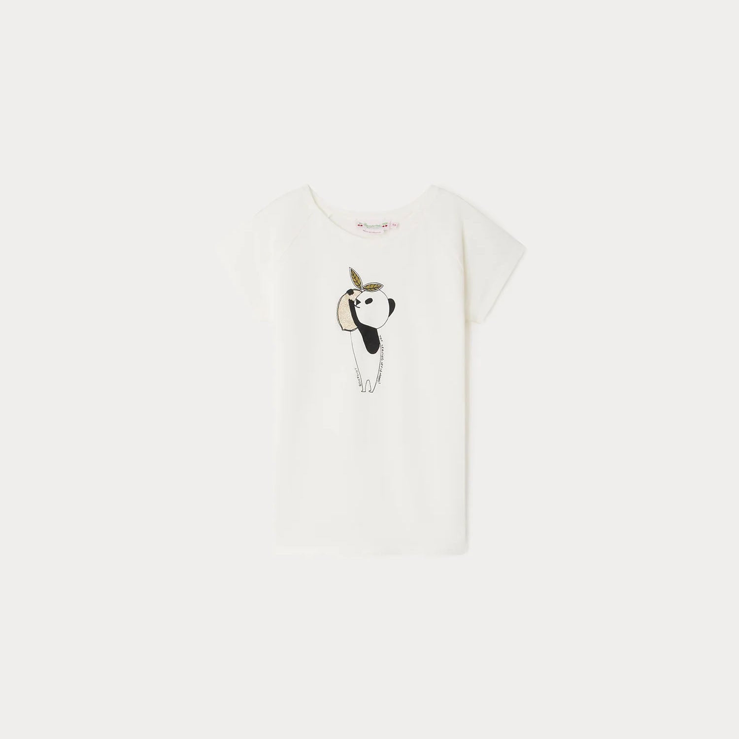 Girls White Printed Cotton T-Shirt