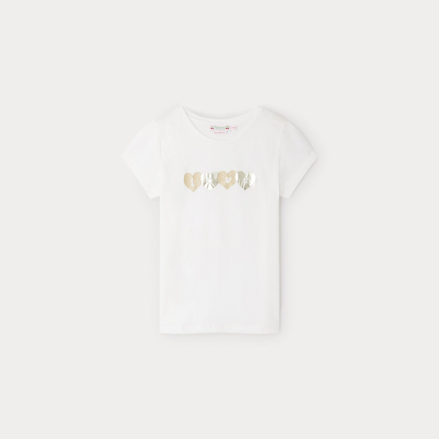 Girls White Cotton T-Shirt