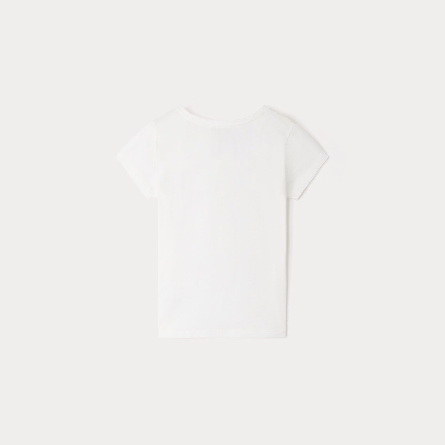 Girls White Cotton T-Shirt