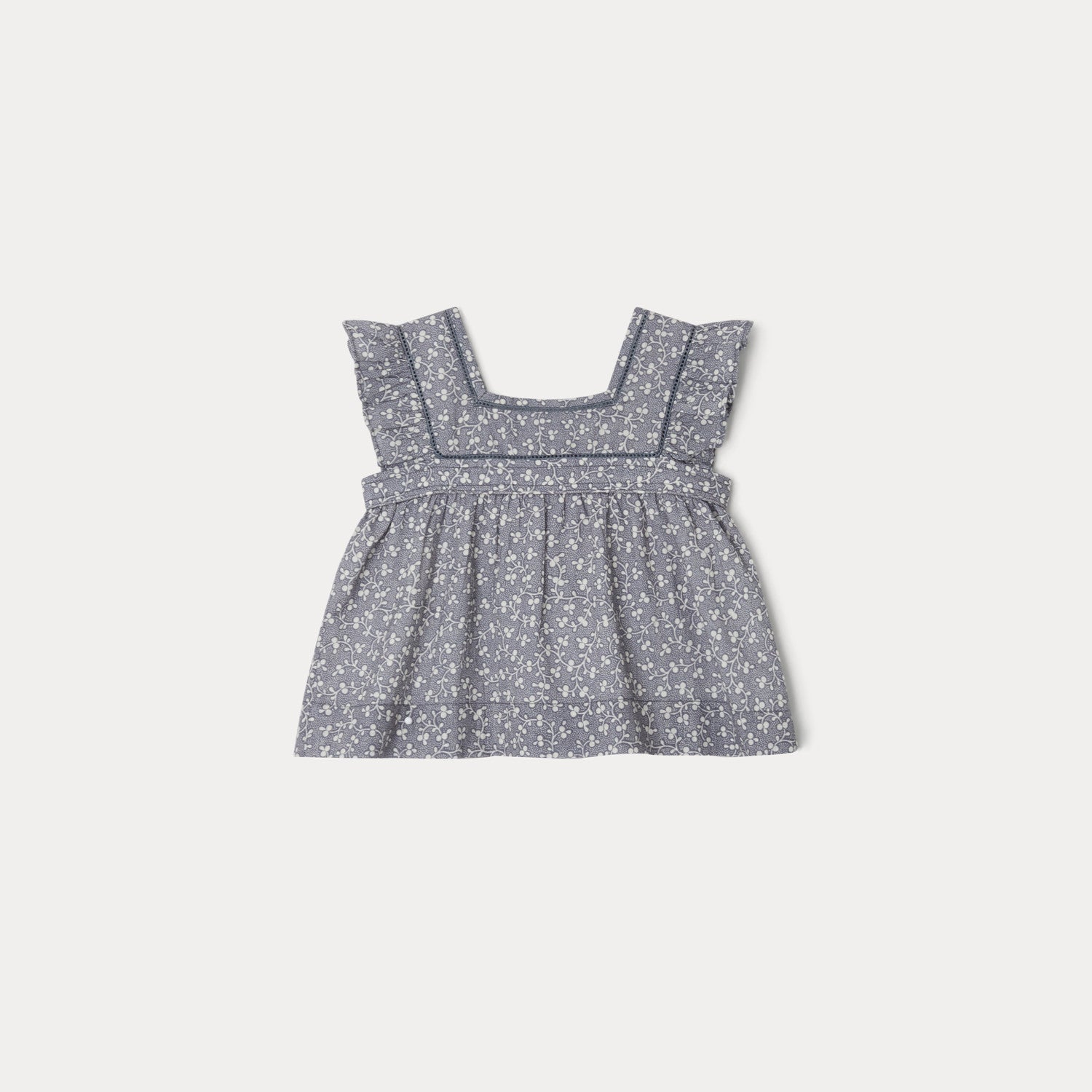 Baby Girls Blue Floral Cotton Top