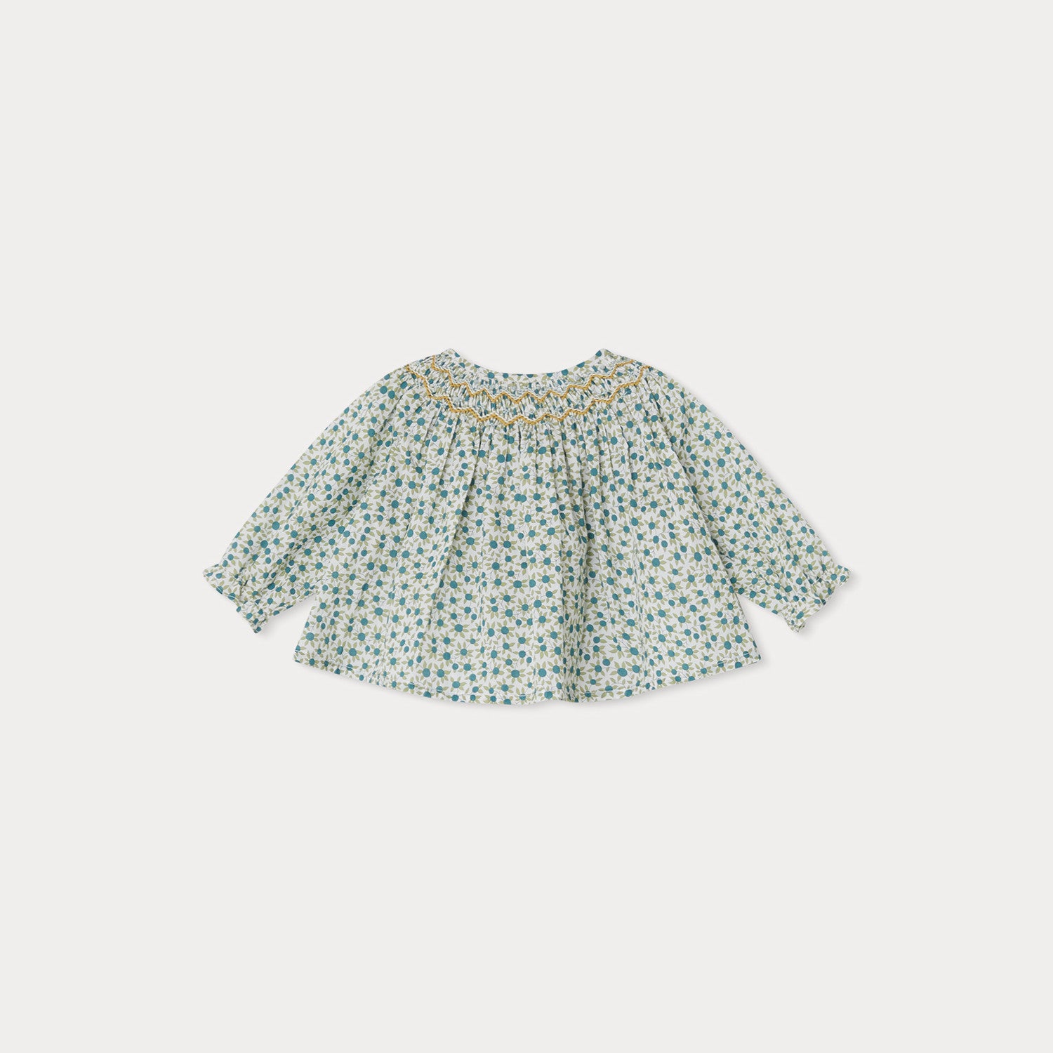 Baby Girls Green Floral Cotton Top
