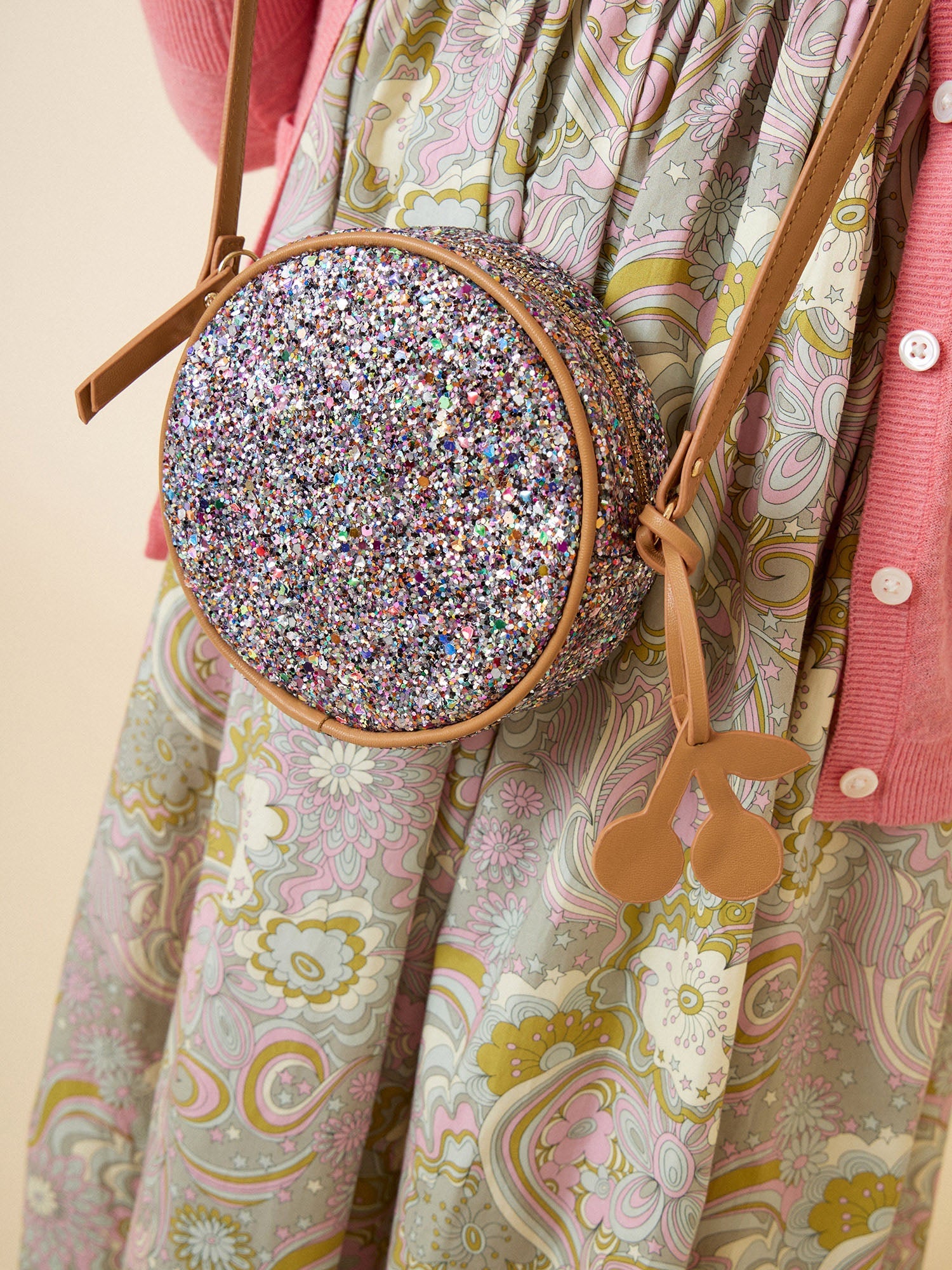 Girls Multicolor Glitter Shoulder Bag(12x12x4cm)