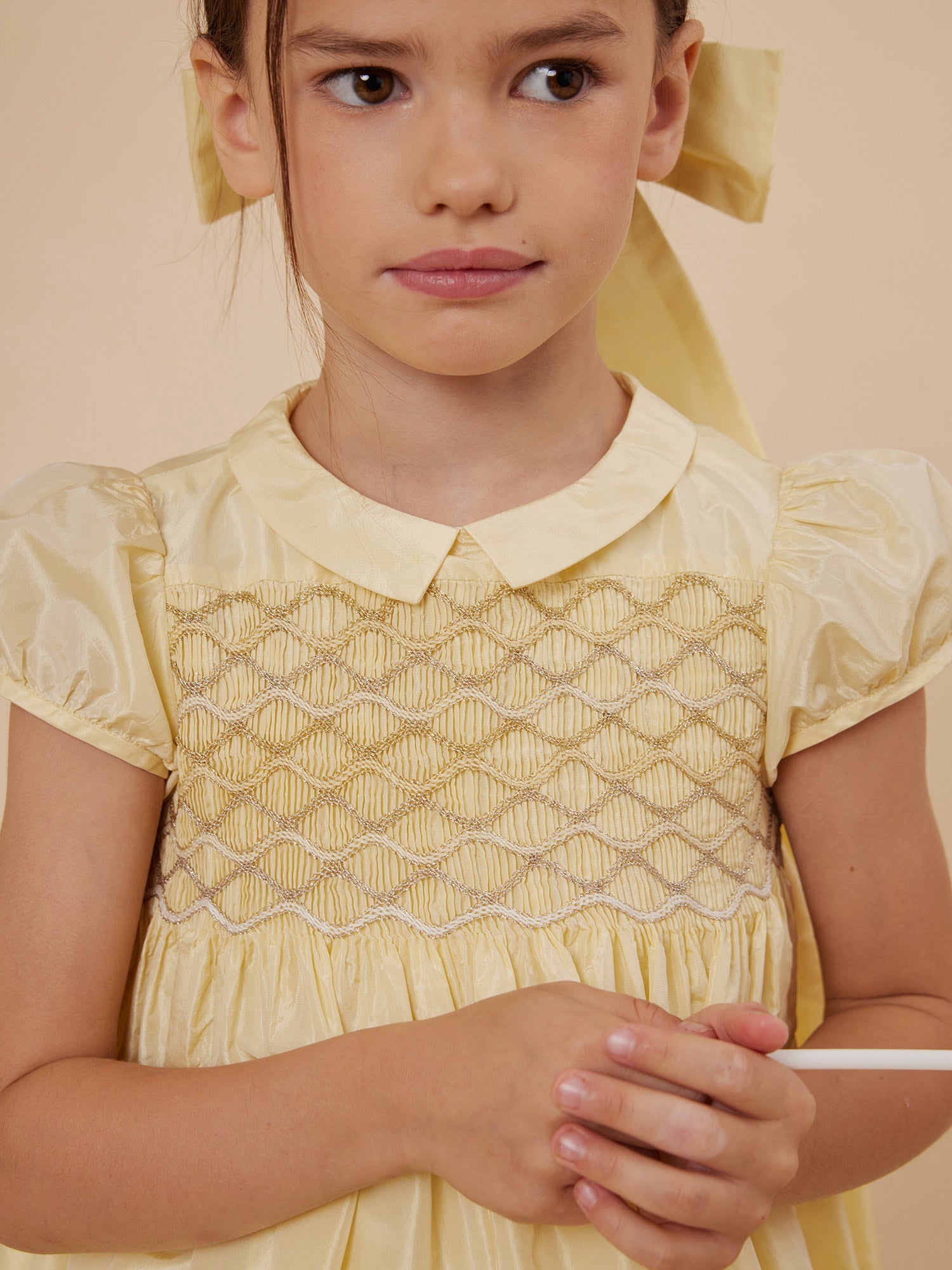 Girls Yellow Silk Dress