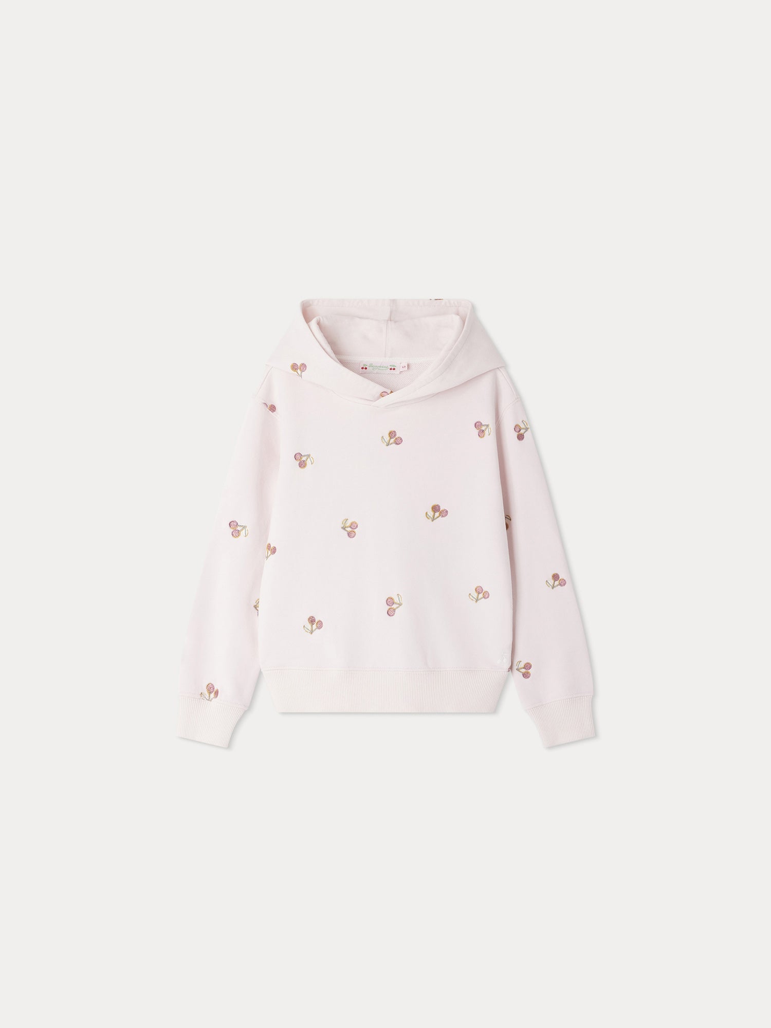 Girls Pink Embroidered Hooded Sweatshirt