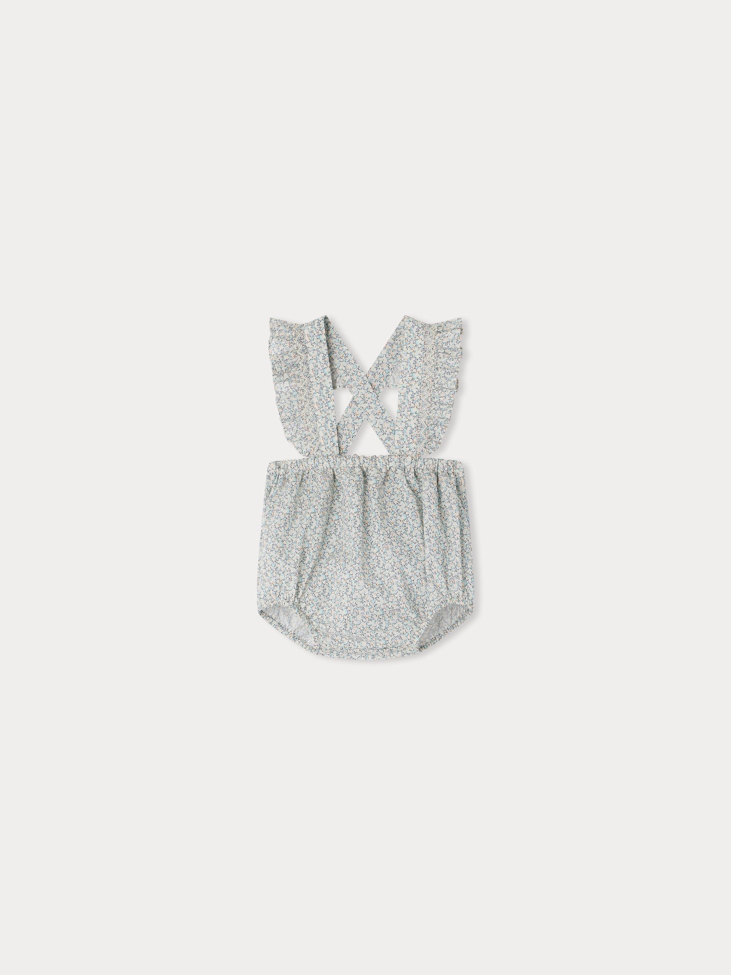 Baby Girls Blue Floral Cotton Babysuit