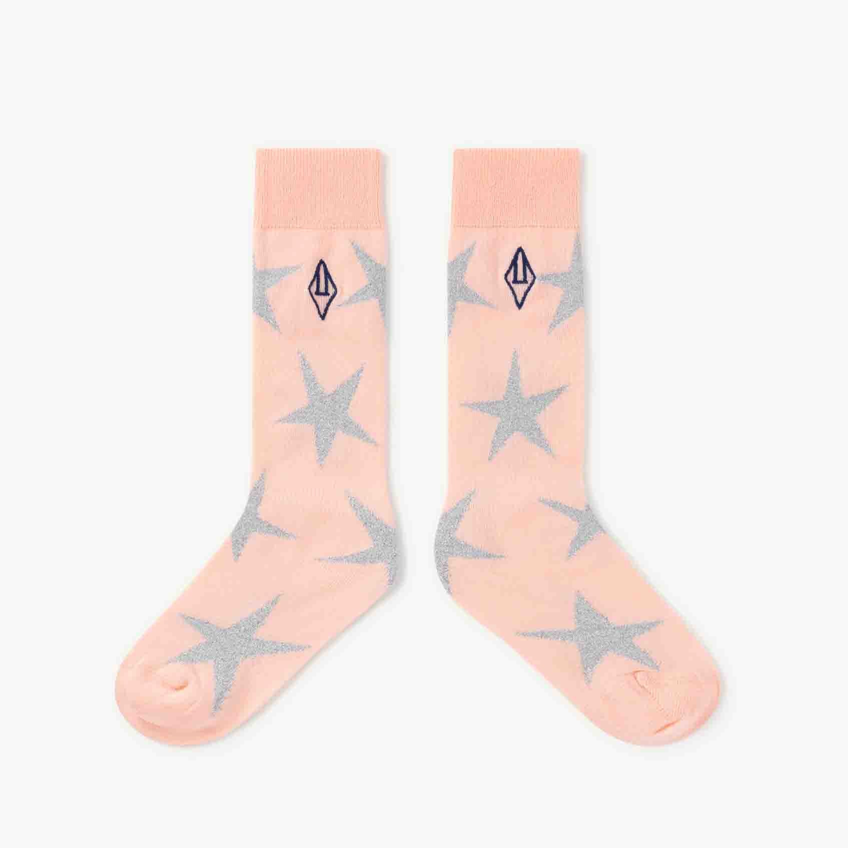 Girls Pink Star Cotton Socks