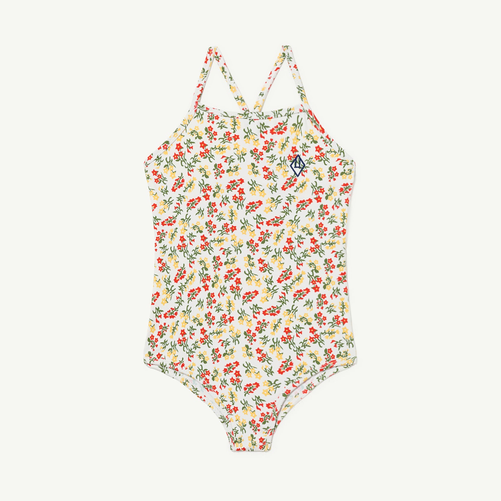 Girls White Floral Swimsuit