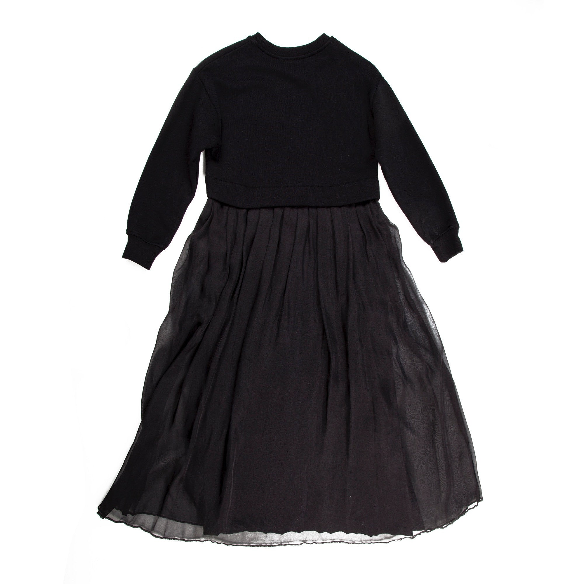 Girls Black Fleece Chiffon Silk Dress - CÉMAROSE | Children's Fashion Store - 2