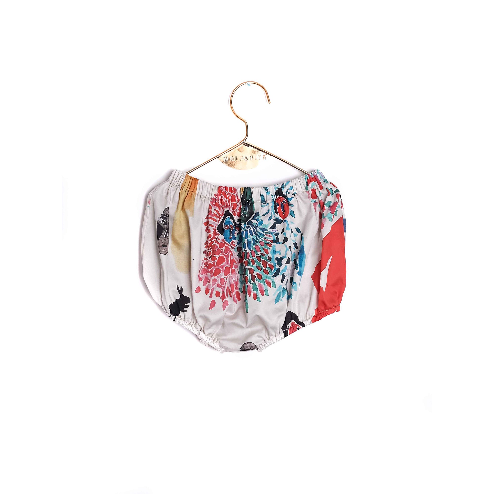 Girls & Boys White Printed Cotton Shorts