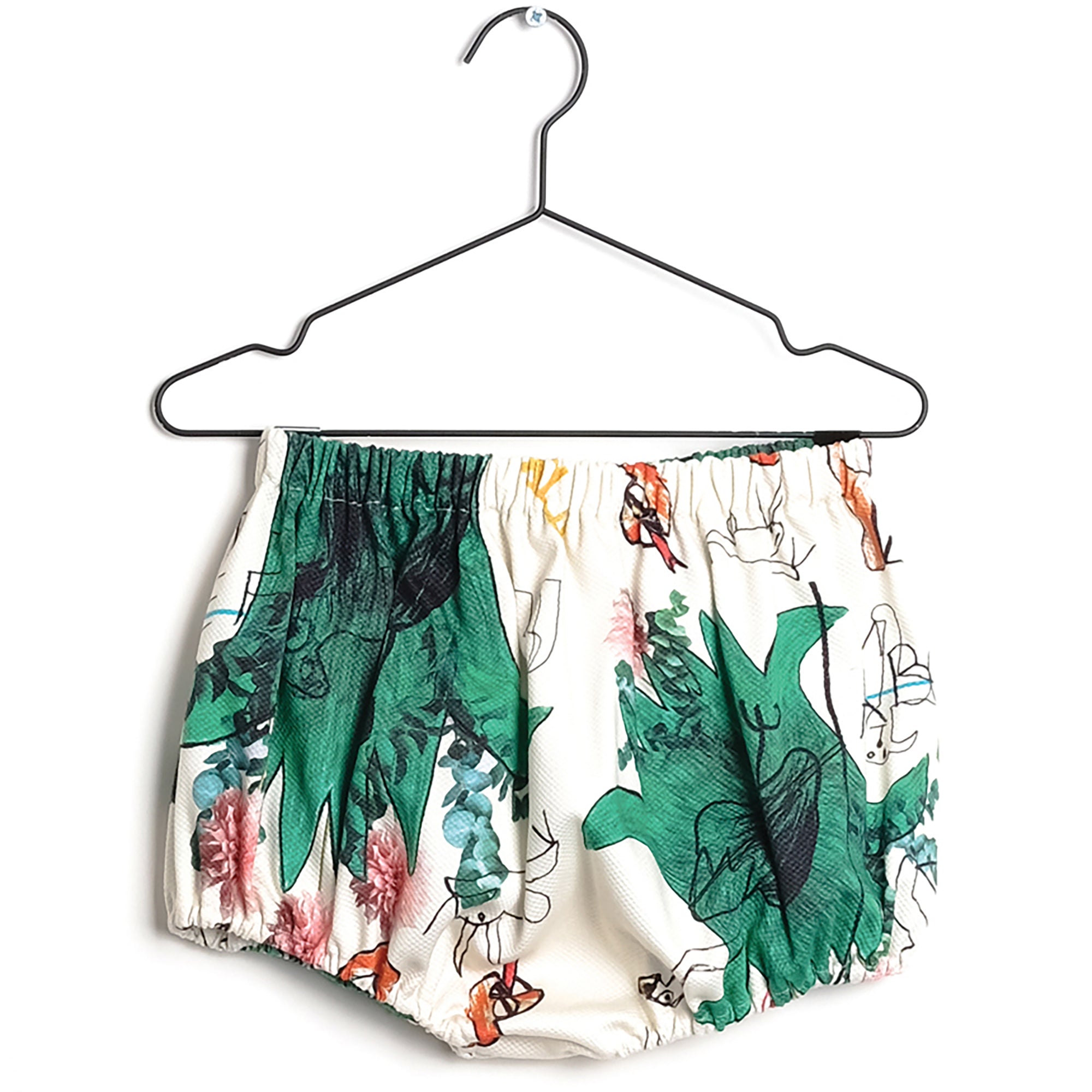 Girls Green Printed Cotton Shorts