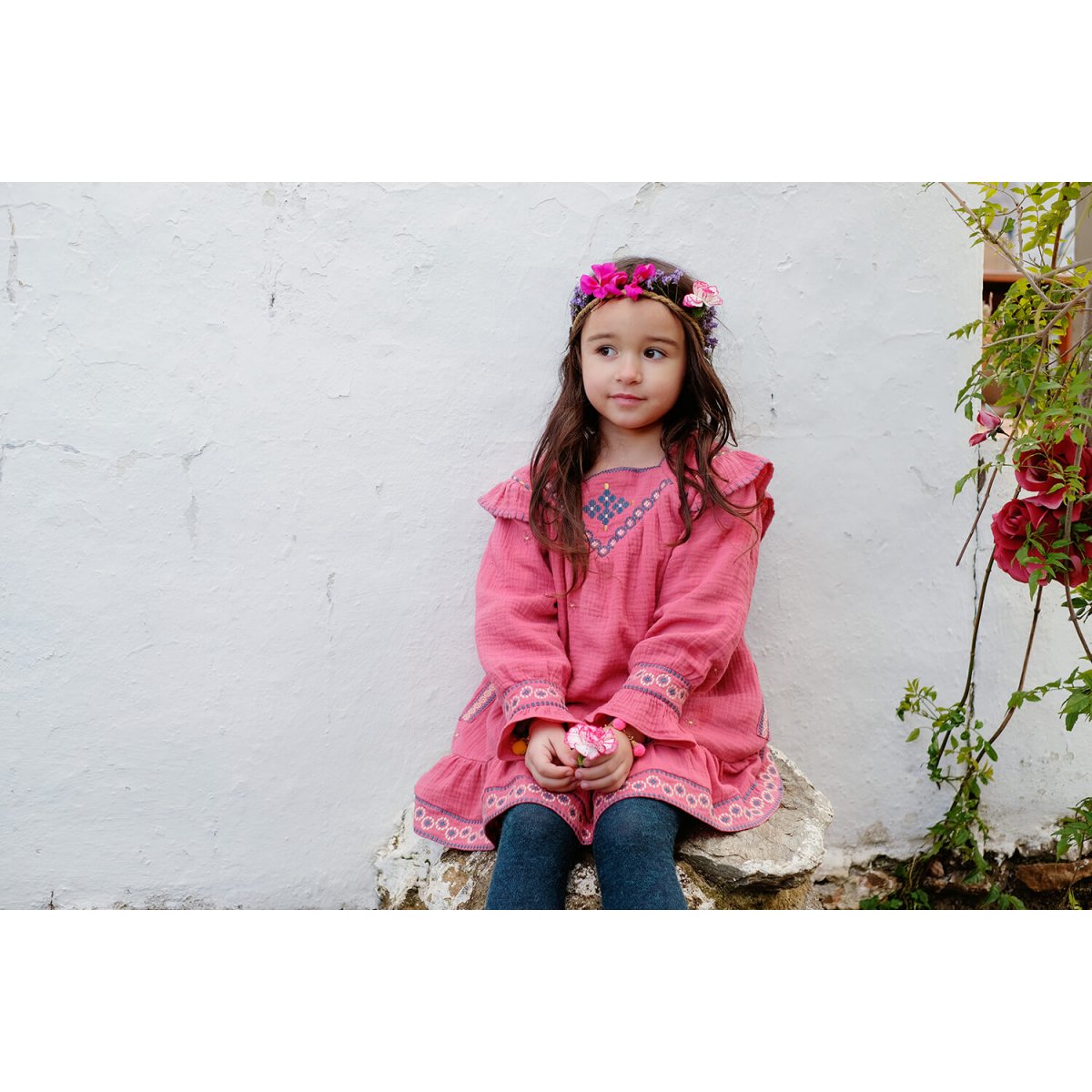 Girls Groseille Cotton Dress