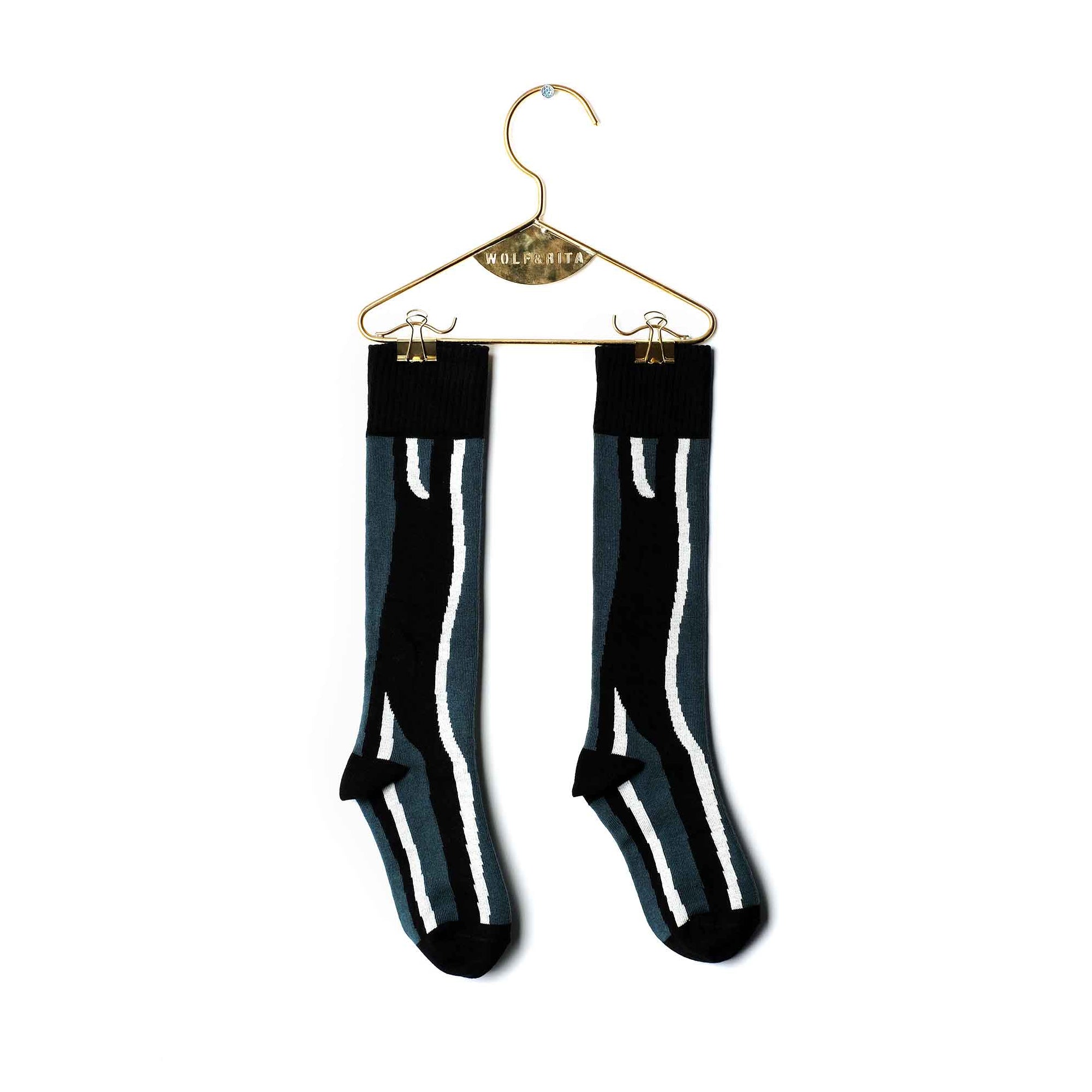 Girls & Boys Black Cotton Long Socks