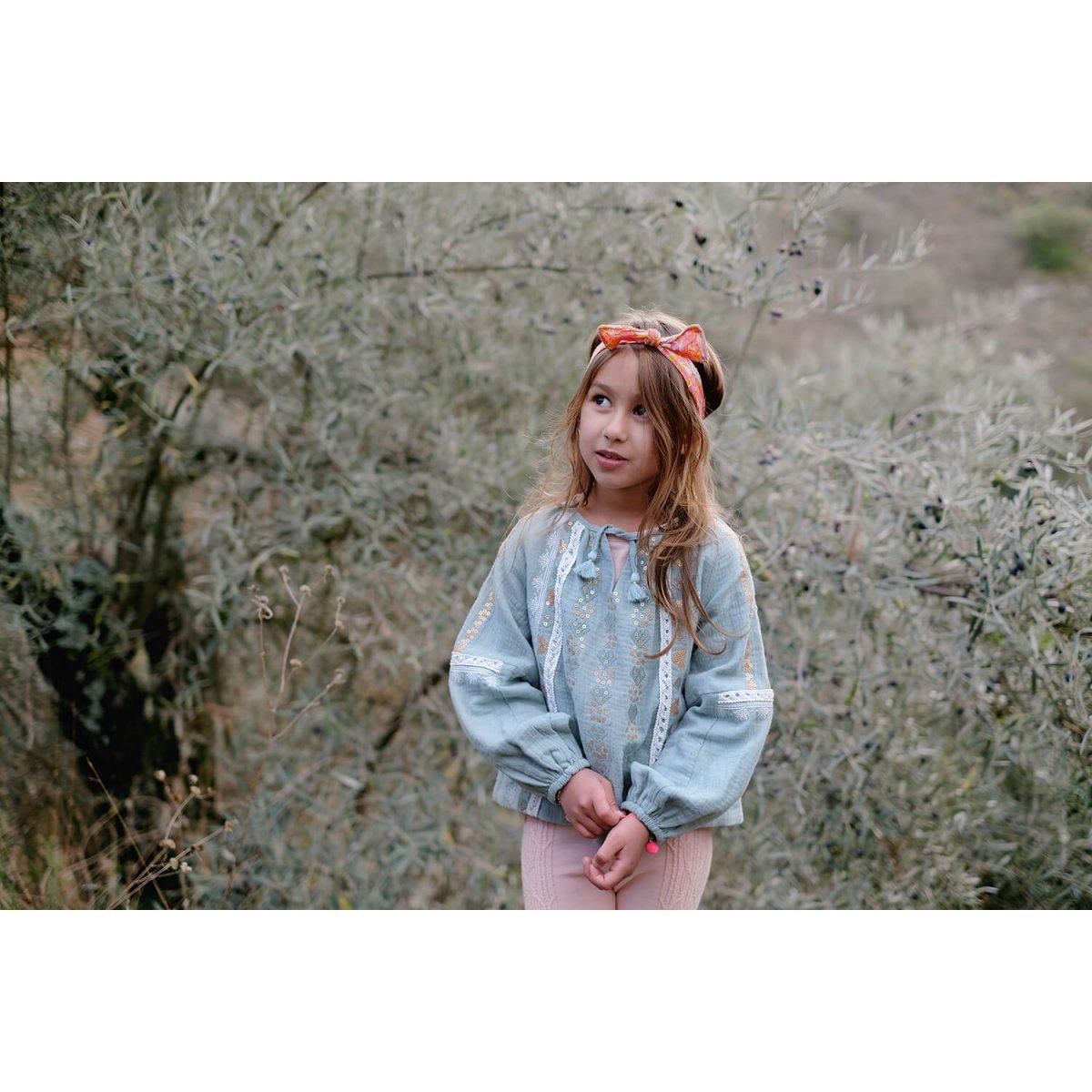 Girls Silver Cloud Cotton Blouse