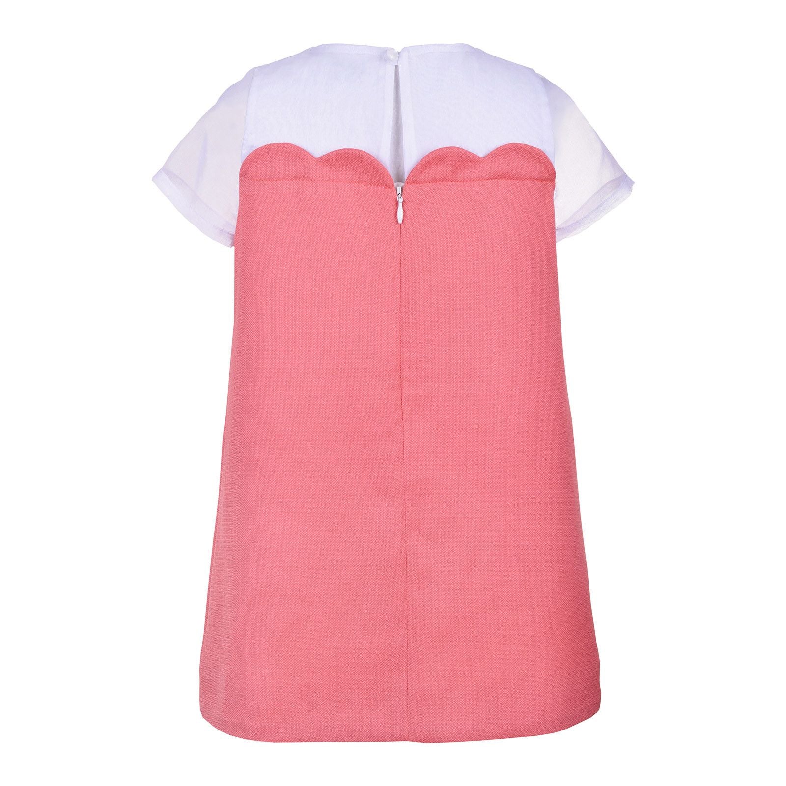 Girls White&Pink Scalloped Chest Shift Dress - CÉMAROSE | Children's Fashion Store - 2