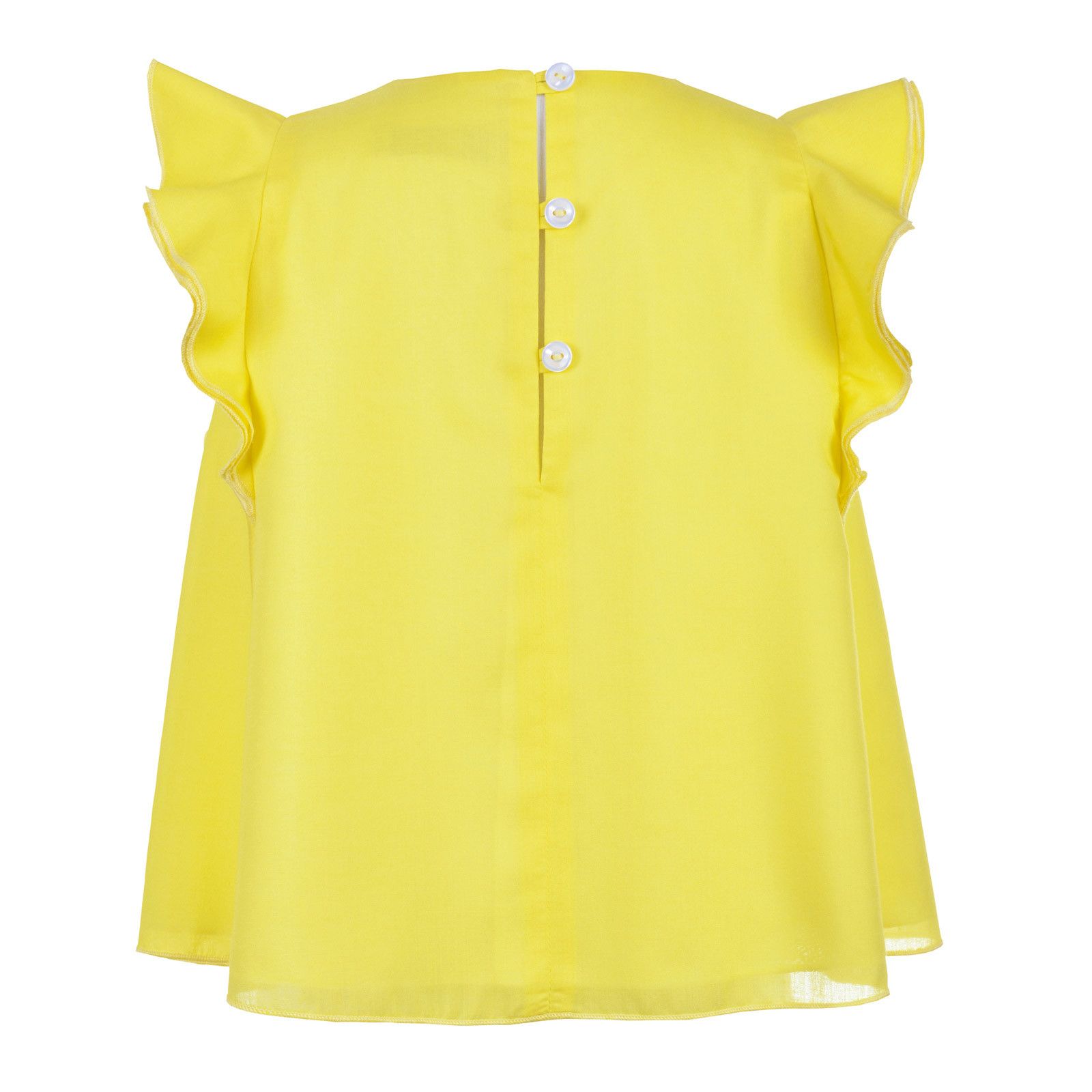 Girls Yellow Flutter Sleeve Swing Blouse - CÉMAROSE | Children's Fashion Store - 2