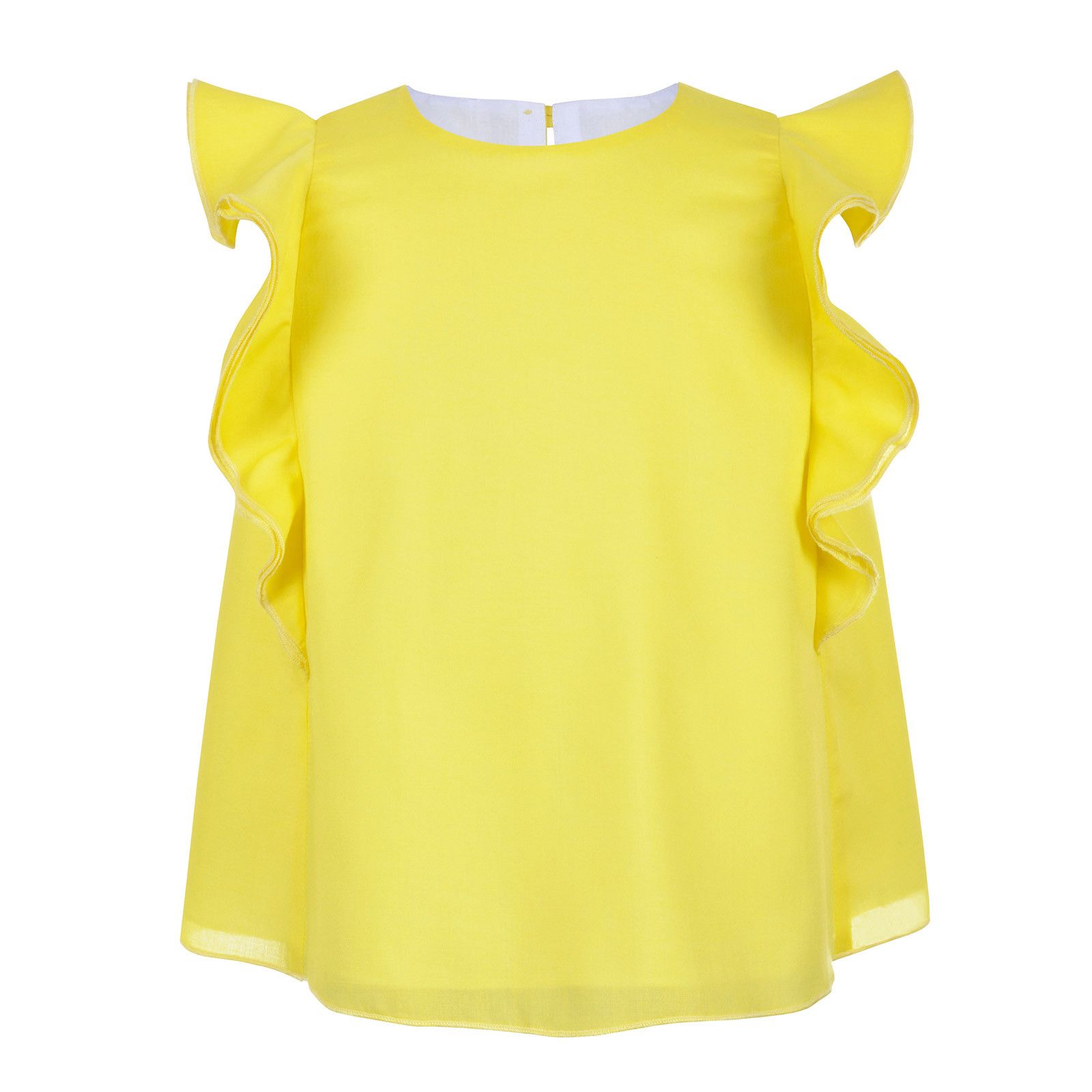 Girls Yellow Flutter Sleeve Swing Blouse - CÉMAROSE | Children's Fashion Store - 1