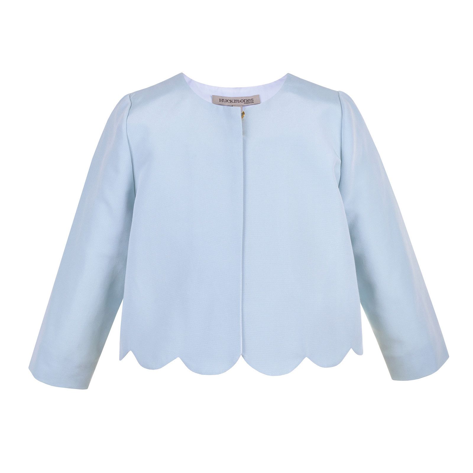 Girls Powder Blue Cropped Scalloped Hem Jacket - CÉMAROSE | Children's Fashion Store - 1