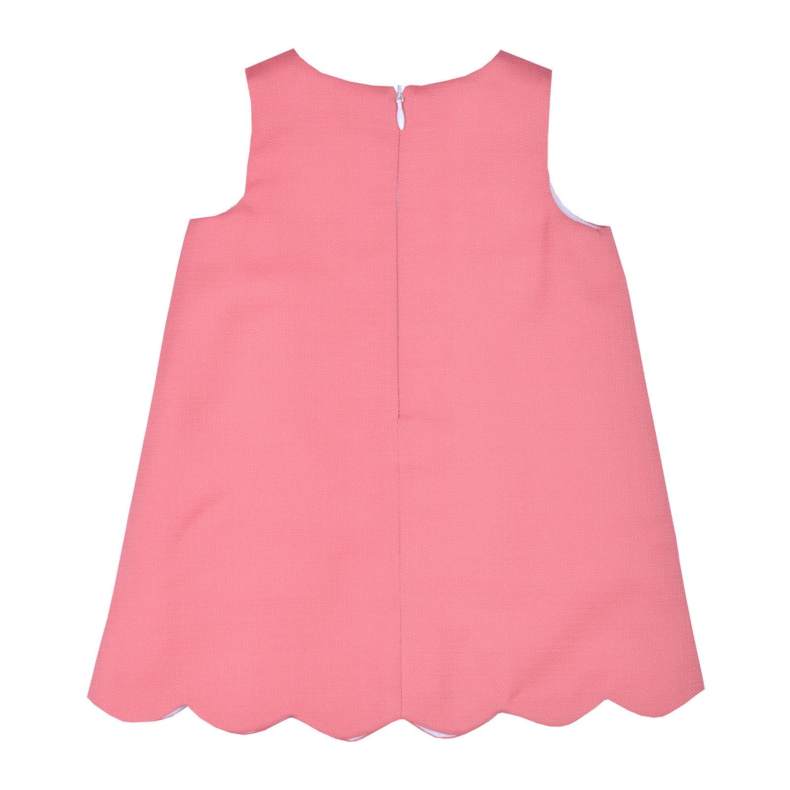 Baby Girls Red Patch Pockets Scalloped Shift Dress - CÉMAROSE | Children's Fashion Store - 2