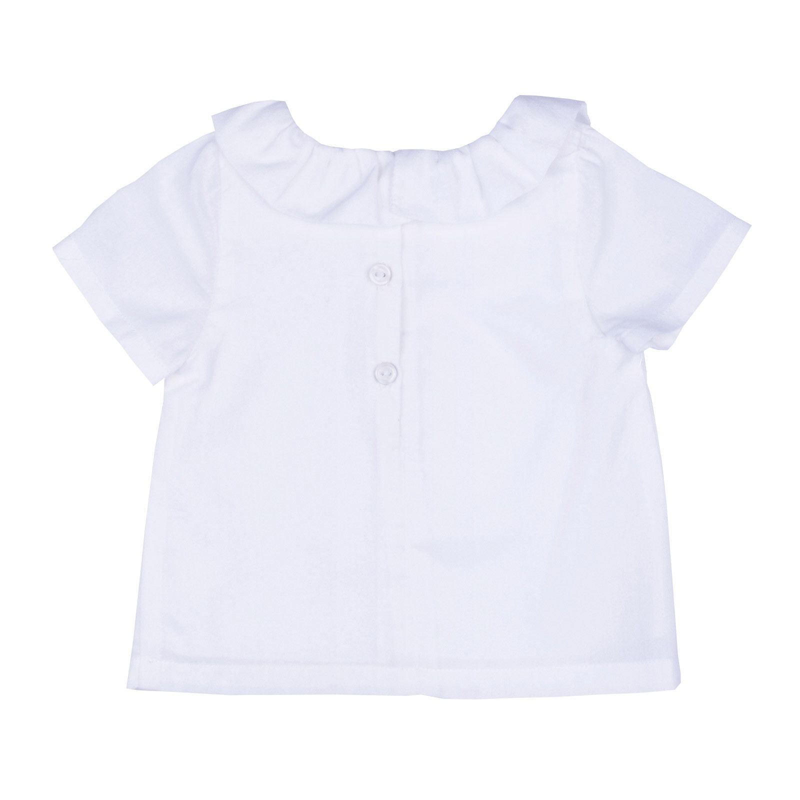 Baby Girls Cloud White Ruffle Neck Short Sleeve Blouse - CÉMAROSE | Children's Fashion Store - 2