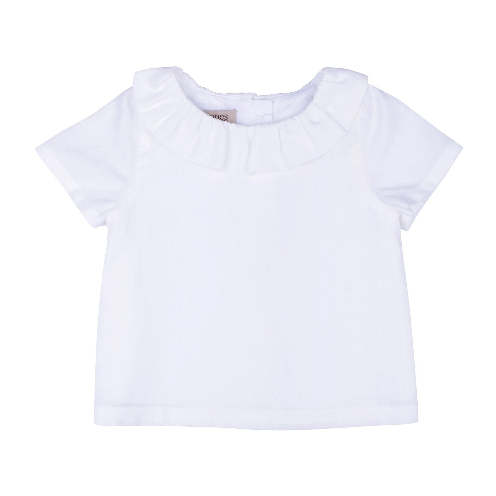 Baby Girls Cloud White Ruffle Neck Short Sleeve Blouse - CÉMAROSE | Children's Fashion Store - 1