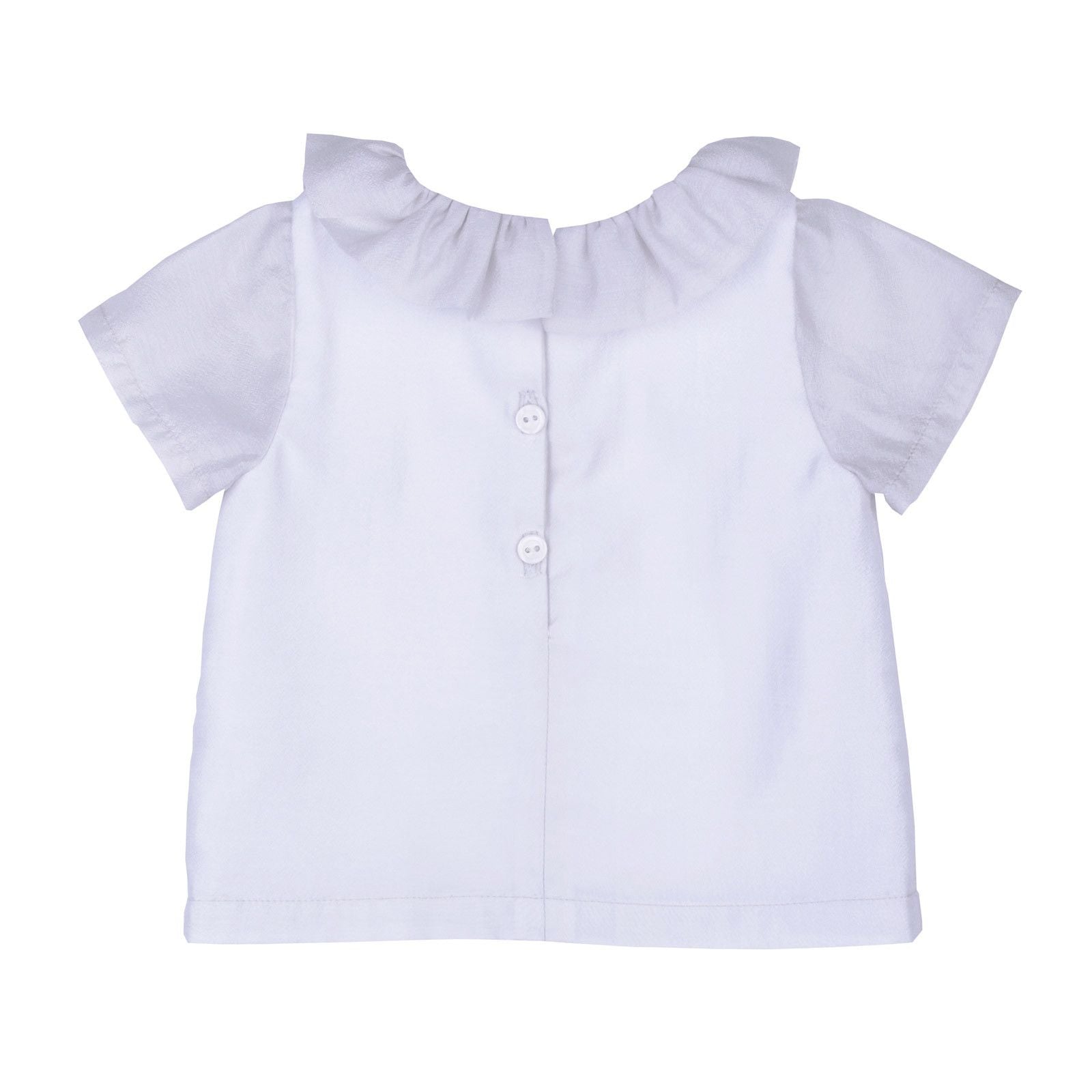 Baby Girls Whisper White Ruffle Neck Short Sleeve Blouse - CÉMAROSE | Children's Fashion Store - 2