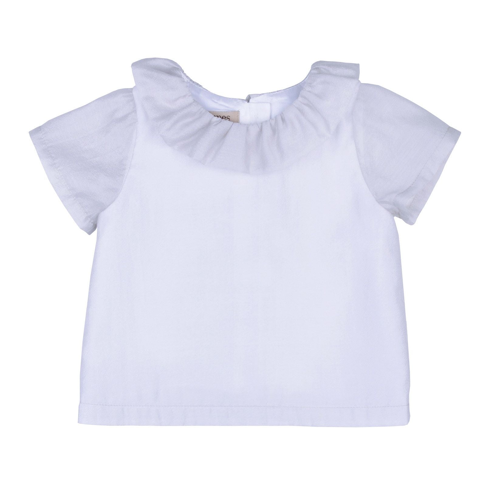 Baby Girls Whisper White Ruffle Neck Short Sleeve Blouse - CÉMAROSE | Children's Fashion Store - 1